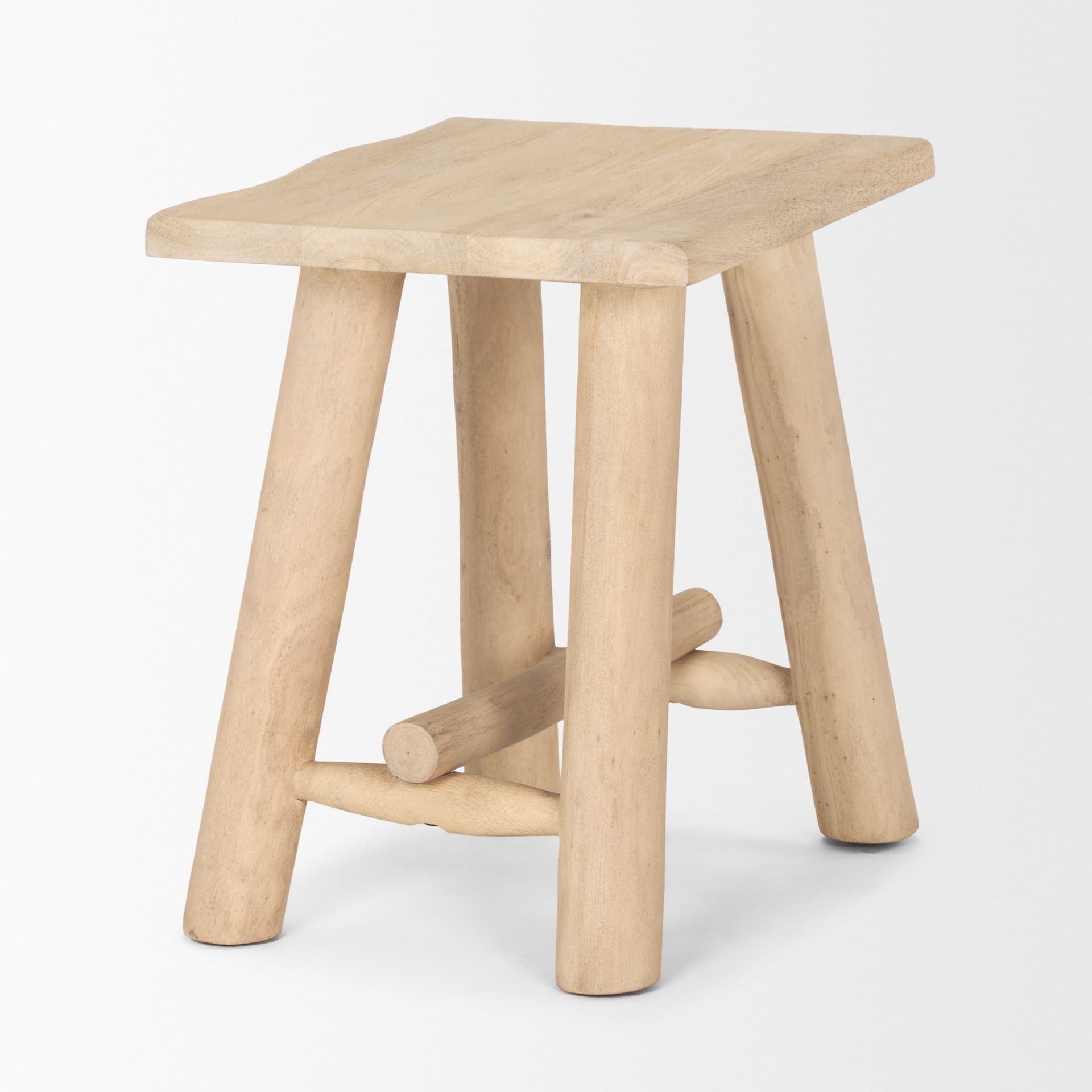 Sekou Light Brown Short Wooden Craftsman Stool — product photograph