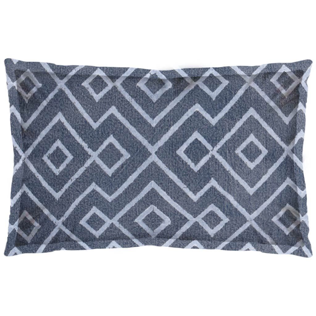 Boswell 13x21 Blue Diamond Patterned Pillow Cover w/Down Filler — product photograph