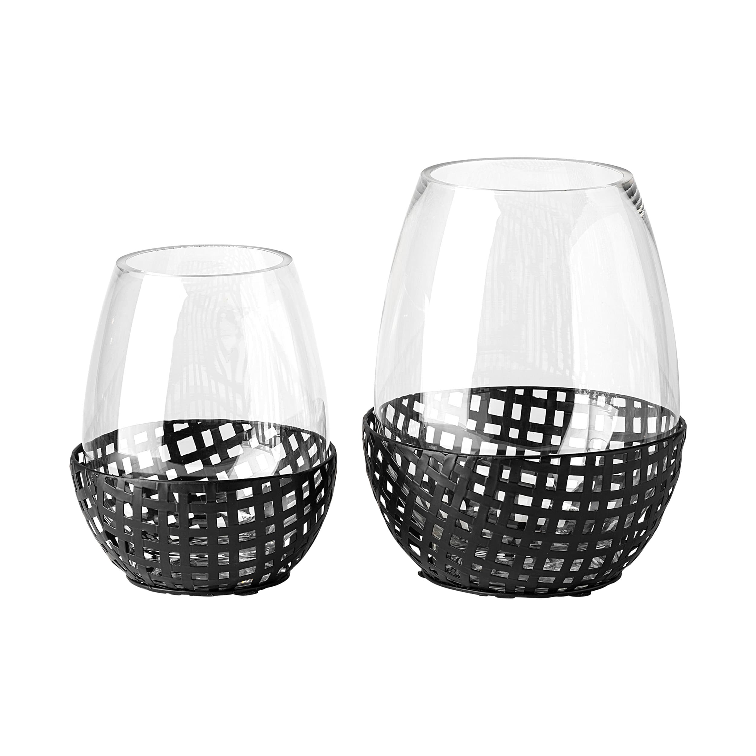 Reena I Small Black Woven Metal Base Table Candle Holder — product photograph