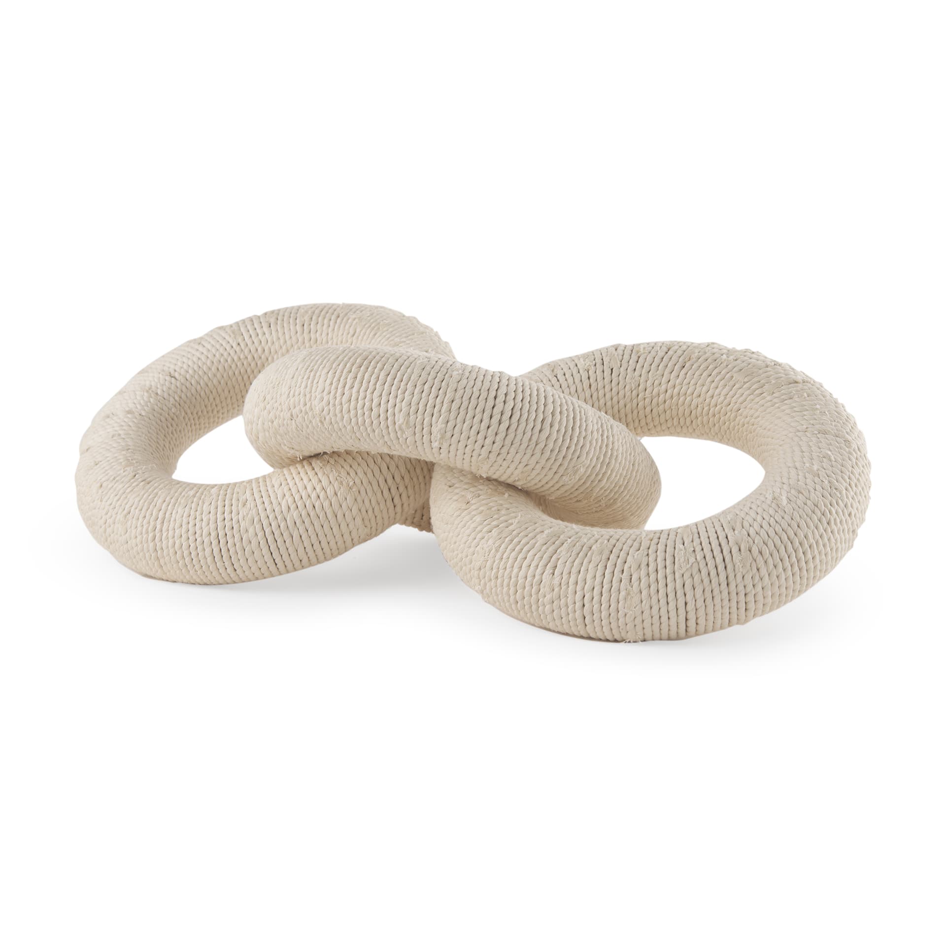 Alize Cotton Rope Wrapped Solid Wood Circular Chain Link Decorative Object — product photograph