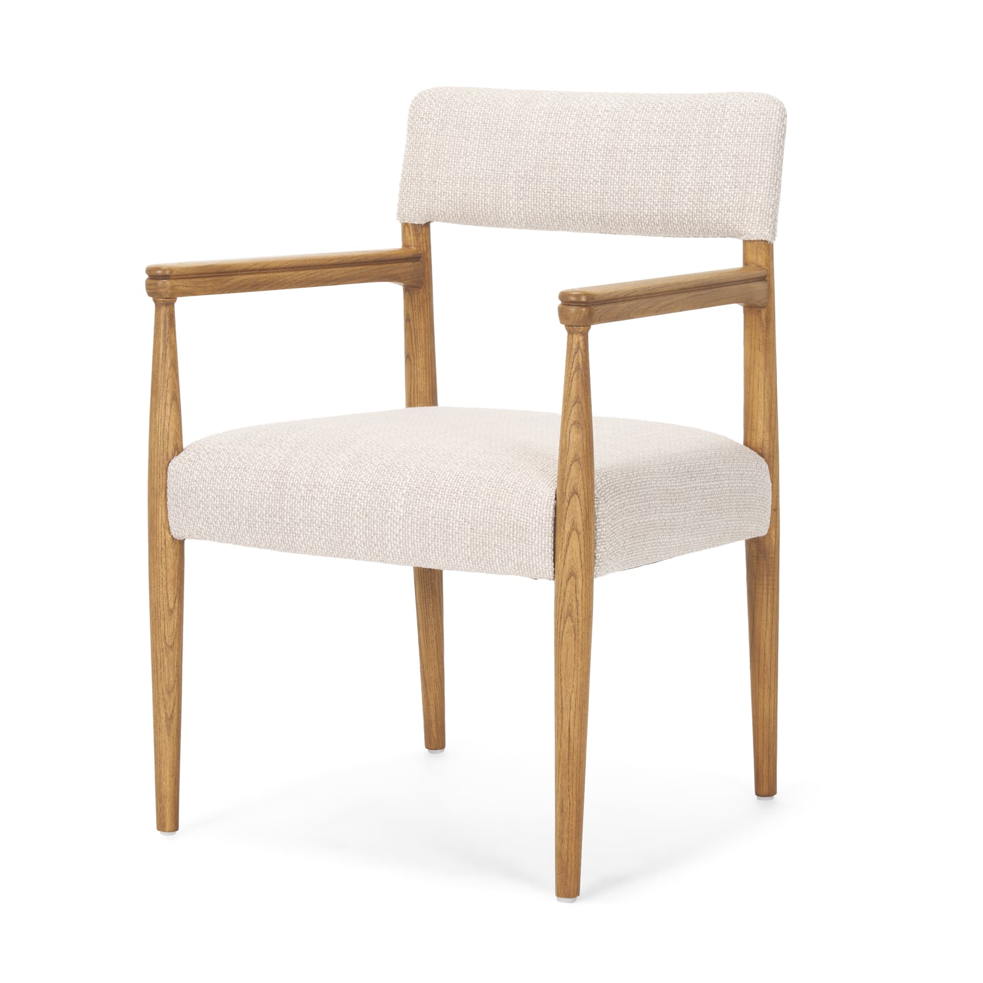 Toni Curved Back Dining Side Chair | Cream Fabric w/ Light Brown Wood — product photograph