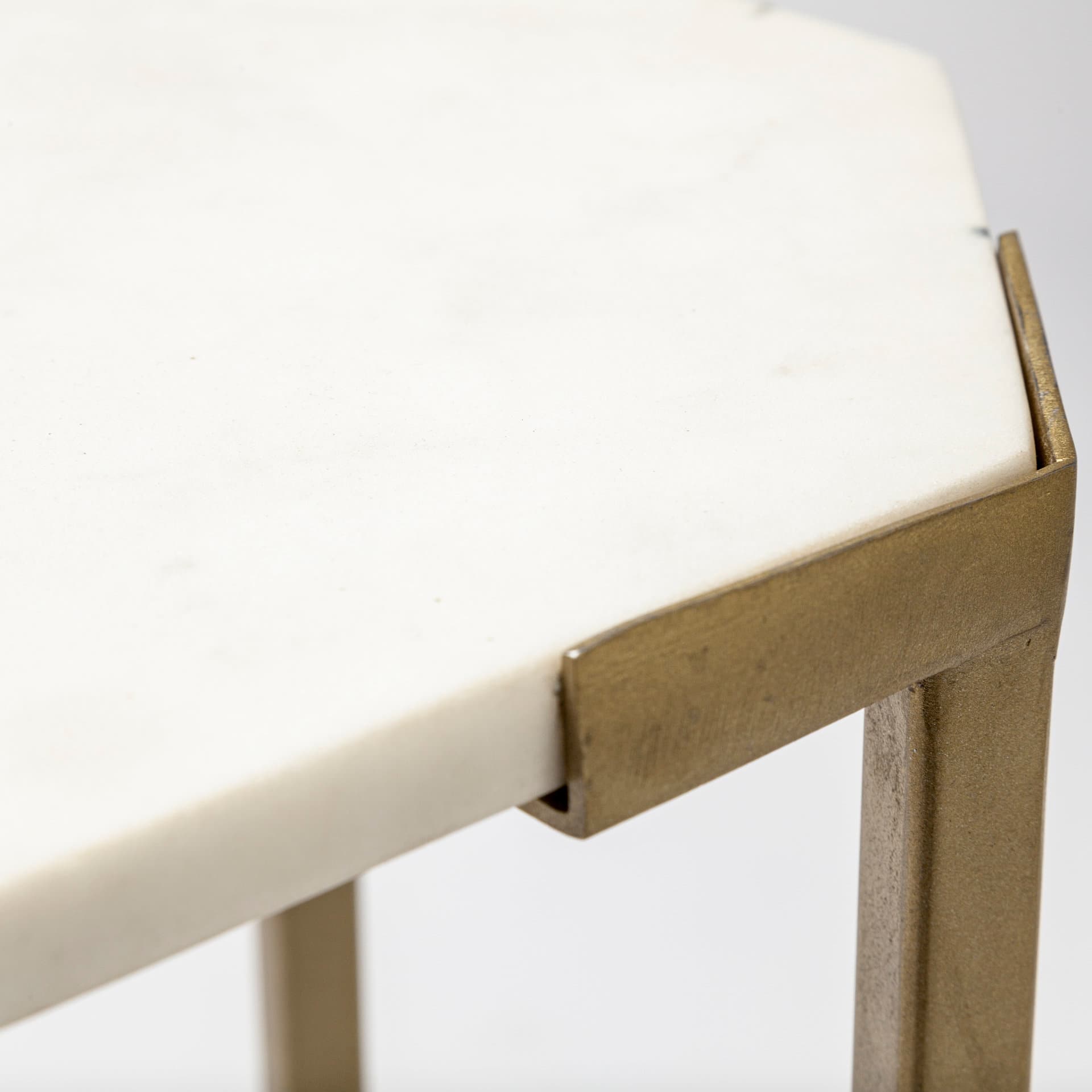 Vincent 33" Octagonal White Marble Tabletop w/ Gold Metal Base Coffee Table — product photograph