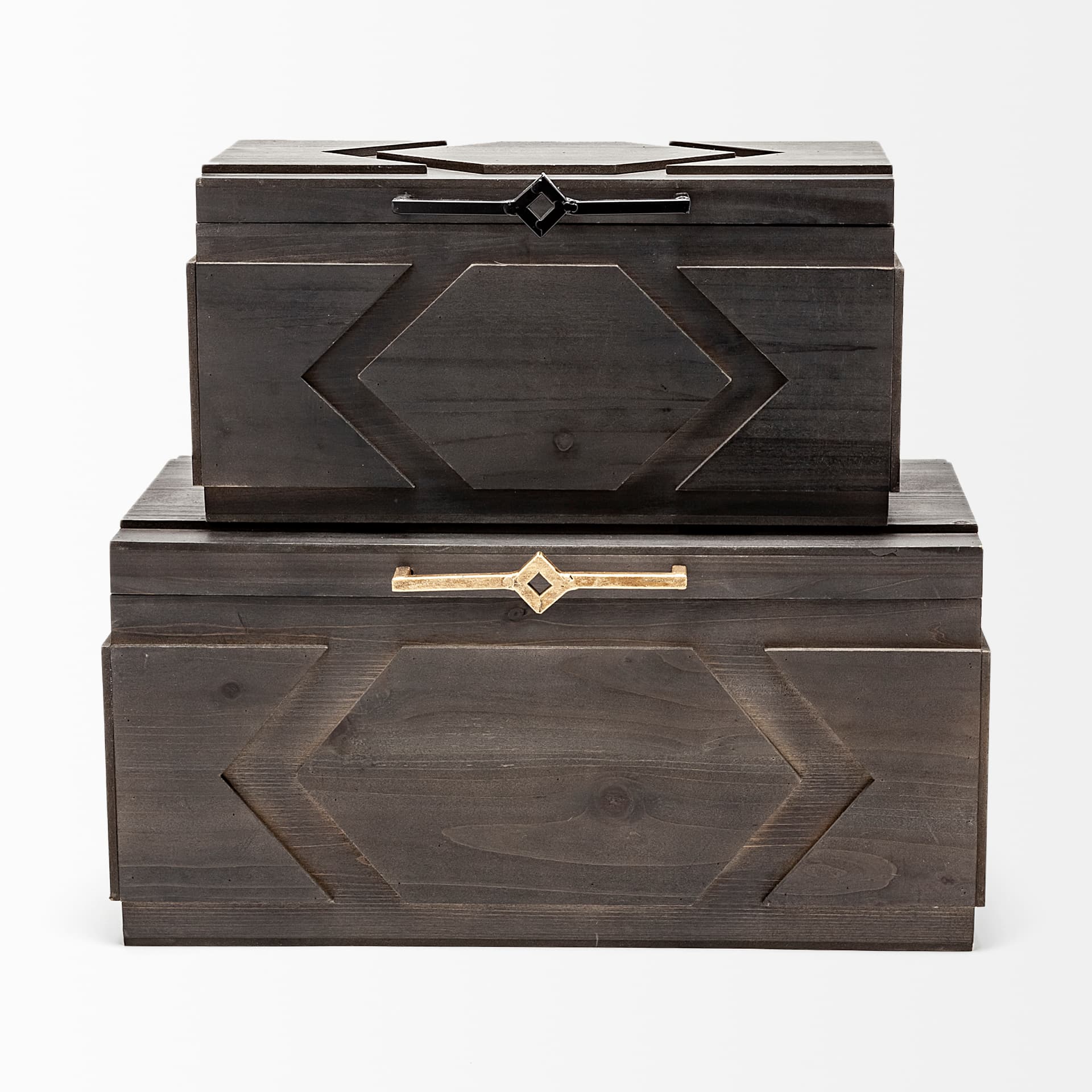 Cassia Set of 2 Brown Wooden Boxes — product photograph