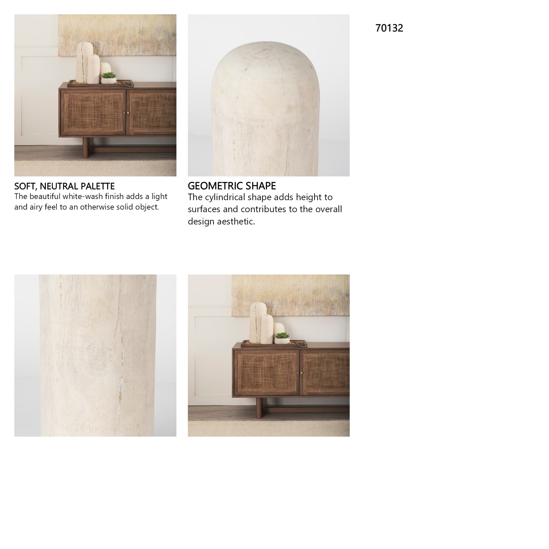 Knox Tall White-Wash Wood Decorative Object — in a styled room