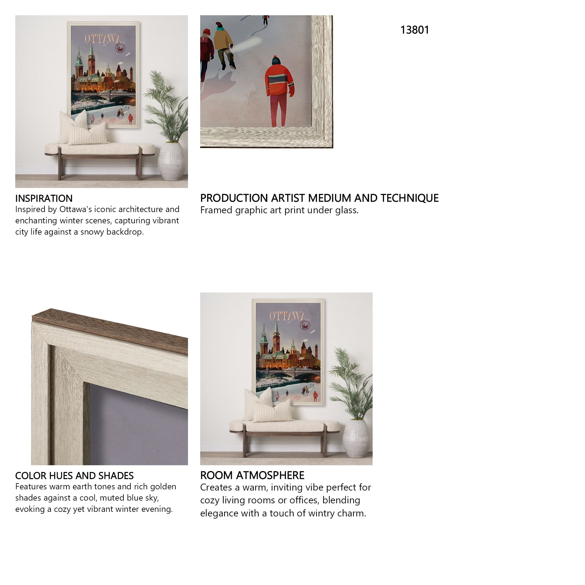 Ottawa Go Canada (XL) by Mercana Studio a Hand Embellished Decograph Framed Art Print under Glass — in a styled room