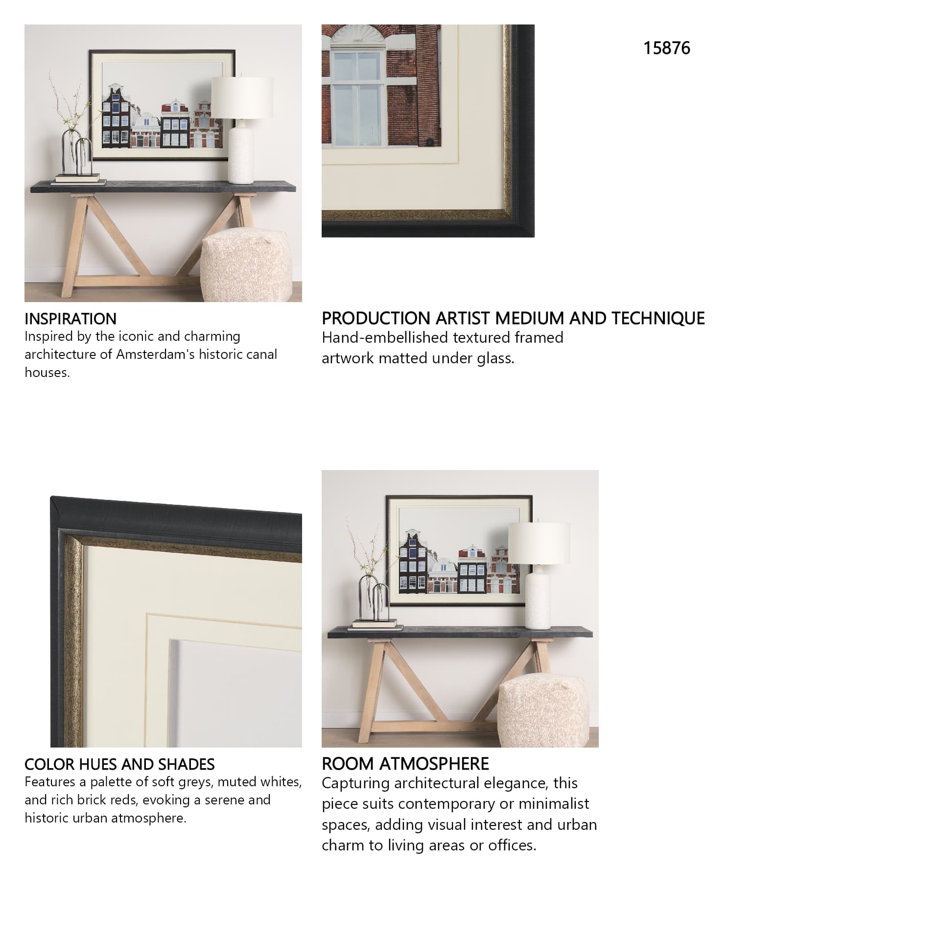 Beautiful Buildings by Irene Sucocki Framed Art Print Matted under Glass — in a styled room