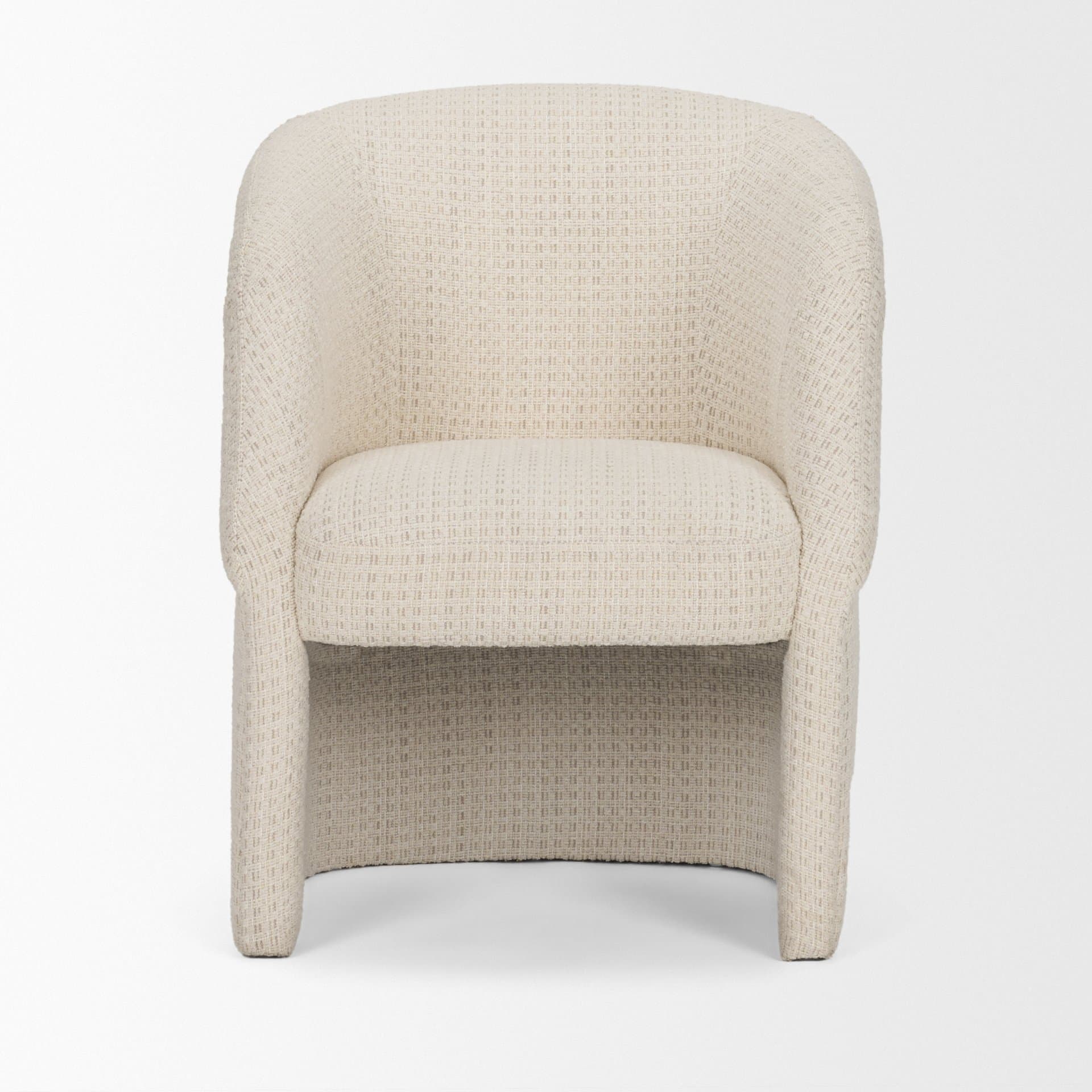 Curtis Barrel Back Dining Arm Chair | Cream Fabric w/ Tapered Wood — product photograph