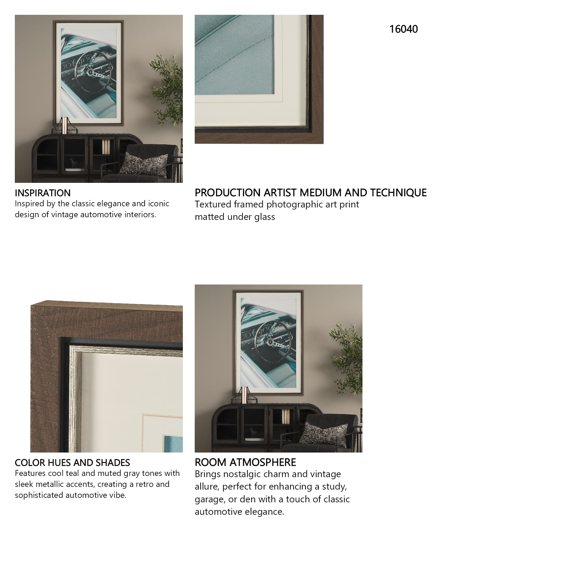 Classic Car VII by Bethany Young Textured Framed Art Print Matted under Glass — in a styled room