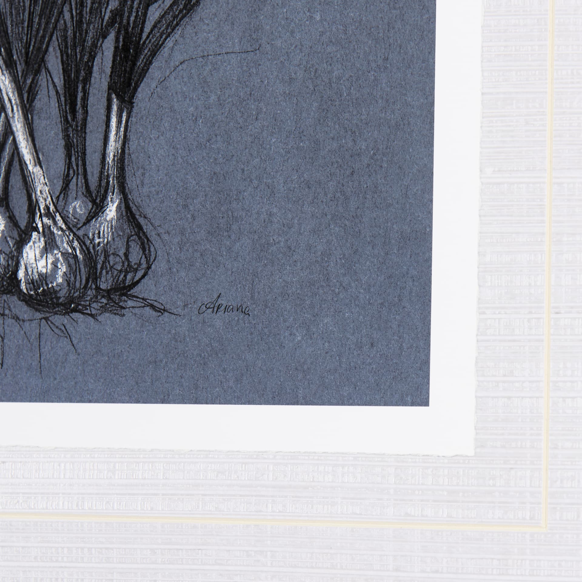 Botanical sketchesVI (Blue) by Mercana Studio Hand Embellished Framed Art Print Matted under Glass — product photograph