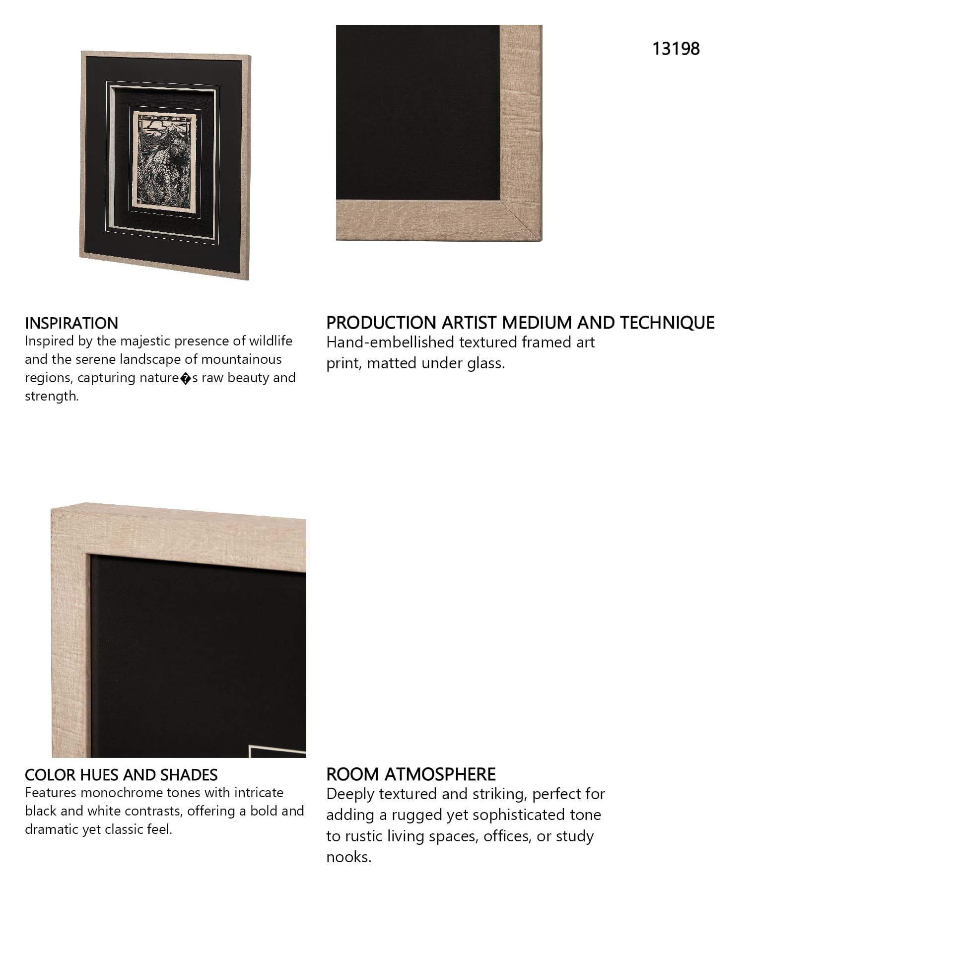 Linocut III by Mercana Studio a Hand Embellished Textured Framed Art Print Matted under Glass — in a styled room