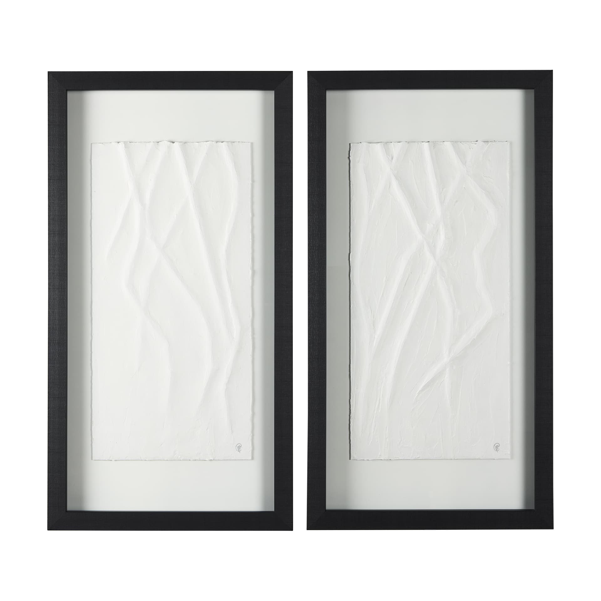 White Vines II (SET OF 2) by Studio M a handmade Original Framed 3D Textured Artwork under Glass — product photograph