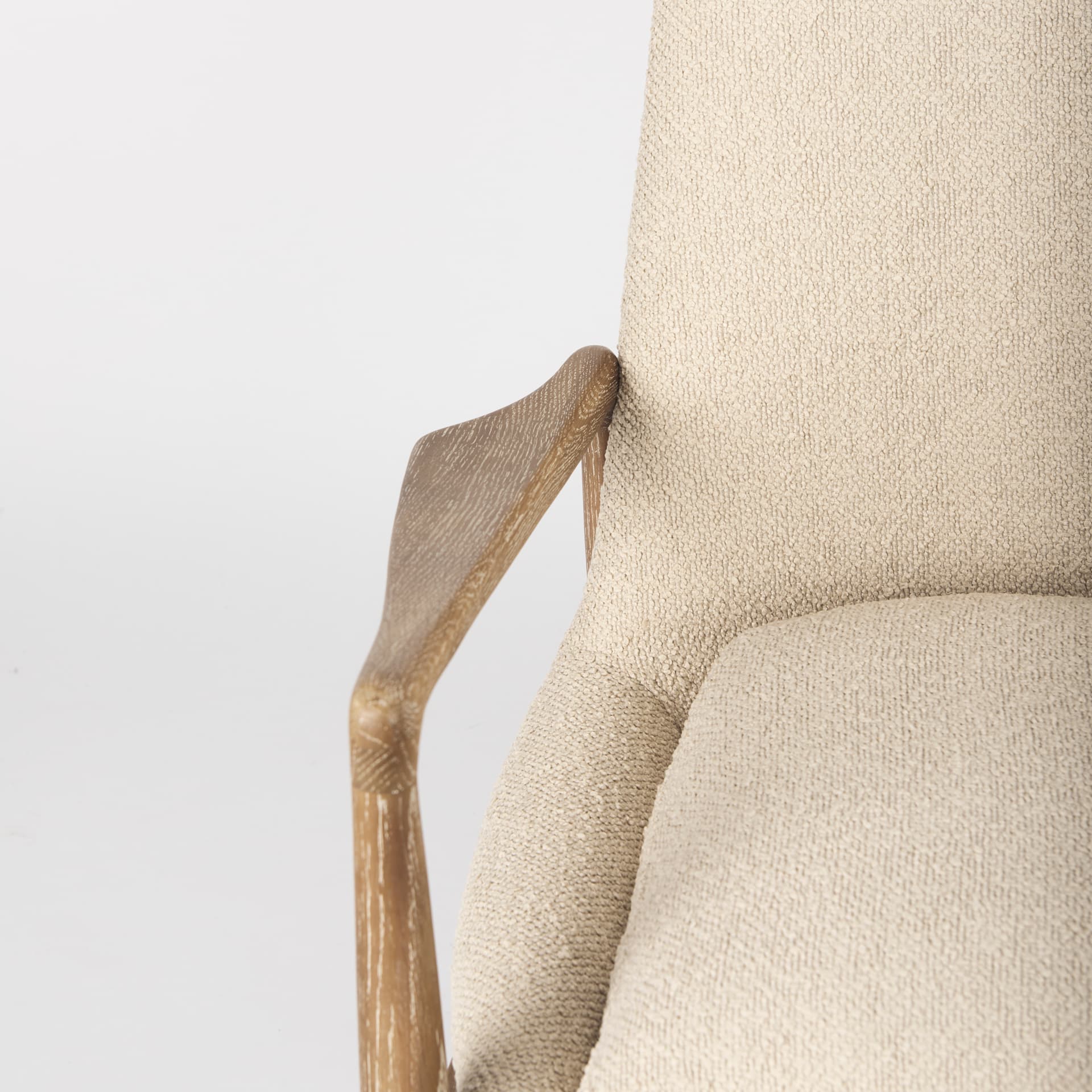 Westan Cream Boucle Fabric W/Light Brown Wood Accent Chair — product photograph