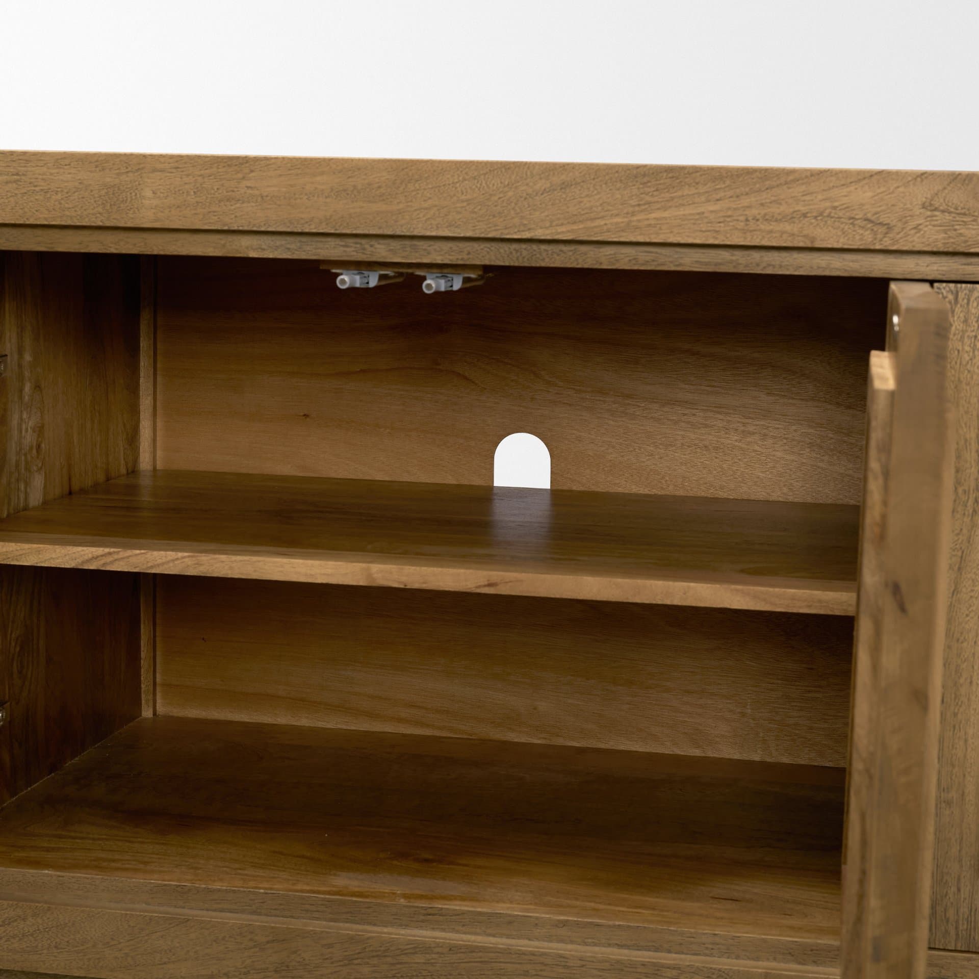 Valterra Light Brown Wood w/ Travertine 6 Door Media Console — product photograph