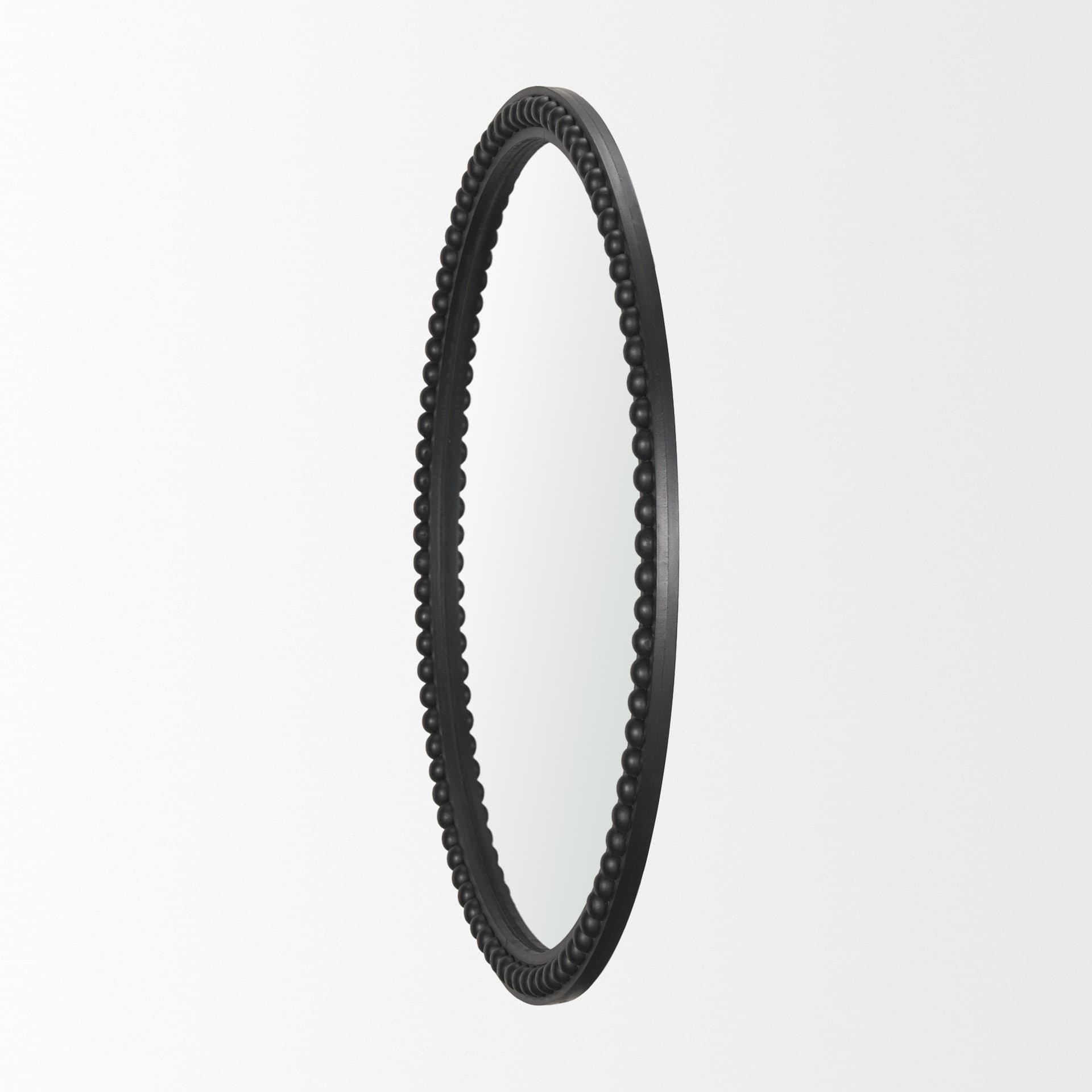 Roan Black Wood Beaded Wall Mirror — product photograph