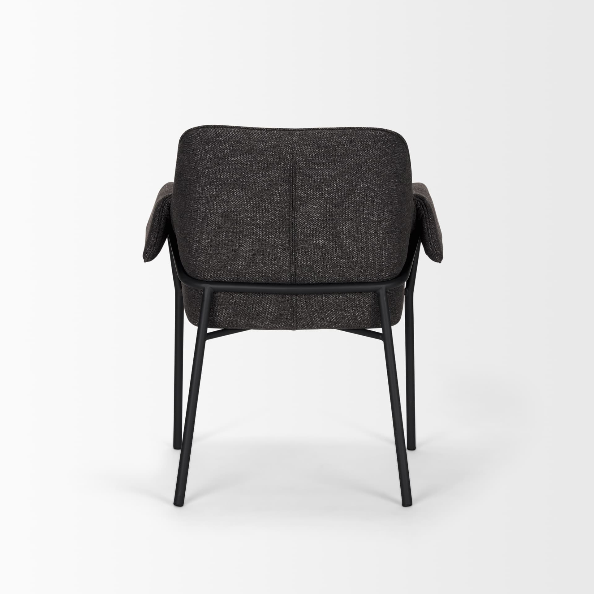 Brently Curved Back Dining Arm Chair | Gray Fabric w/ Metal — product photograph
