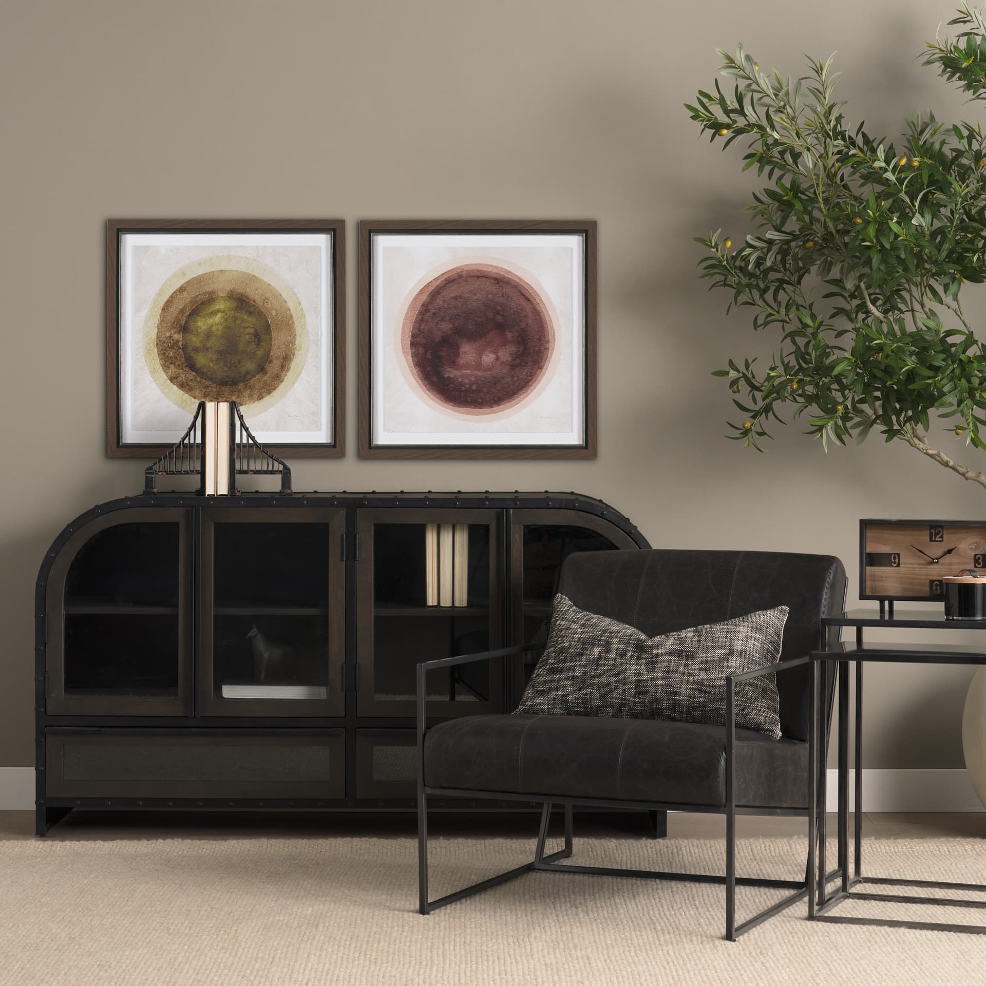 Green Eclipse by Mercana Studio Hand Embellished Framed Print under Glass — in a styled room