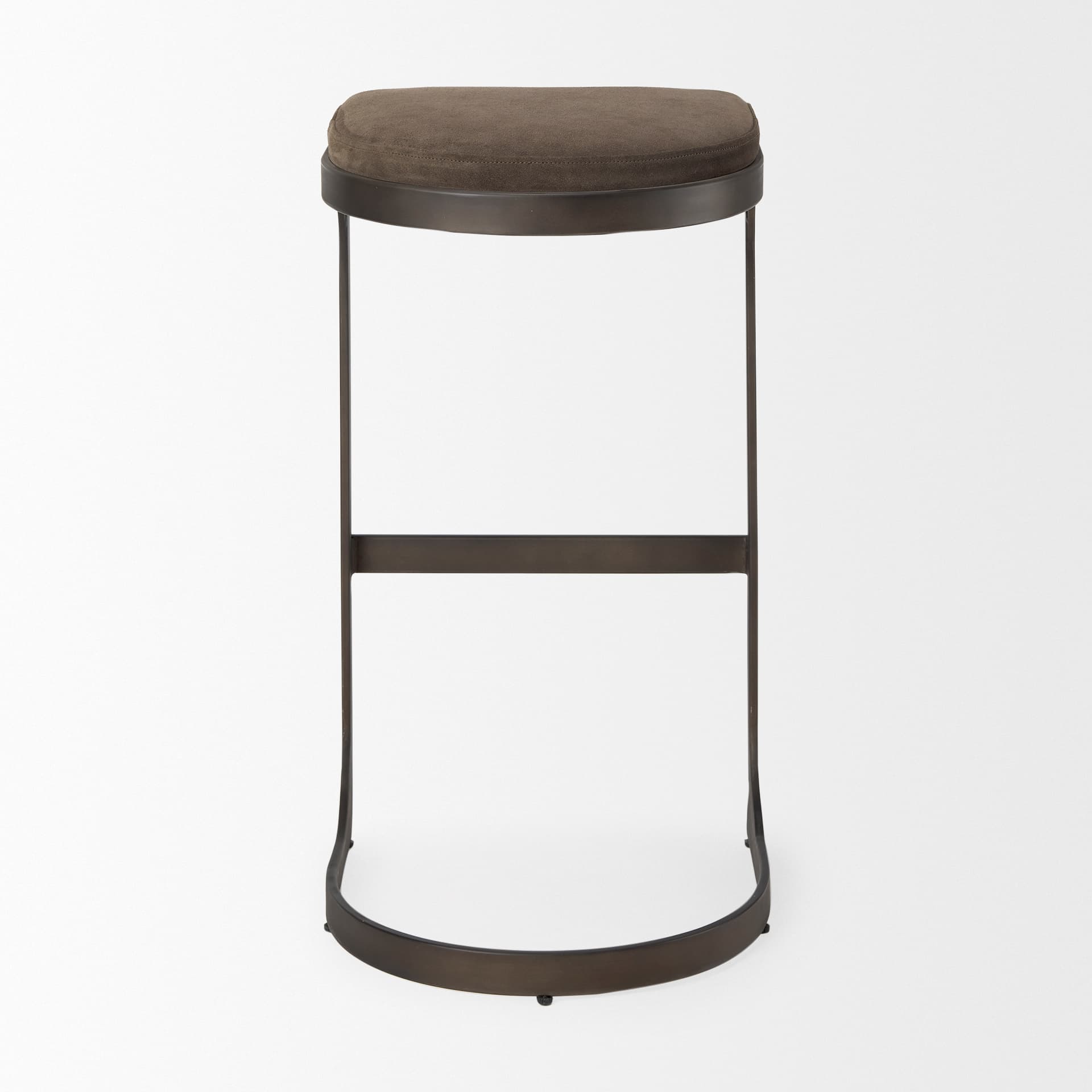 Tyson Backless 31in Seat Bar Stool | Brown/Gray Suede w/ Black Metal — product photograph