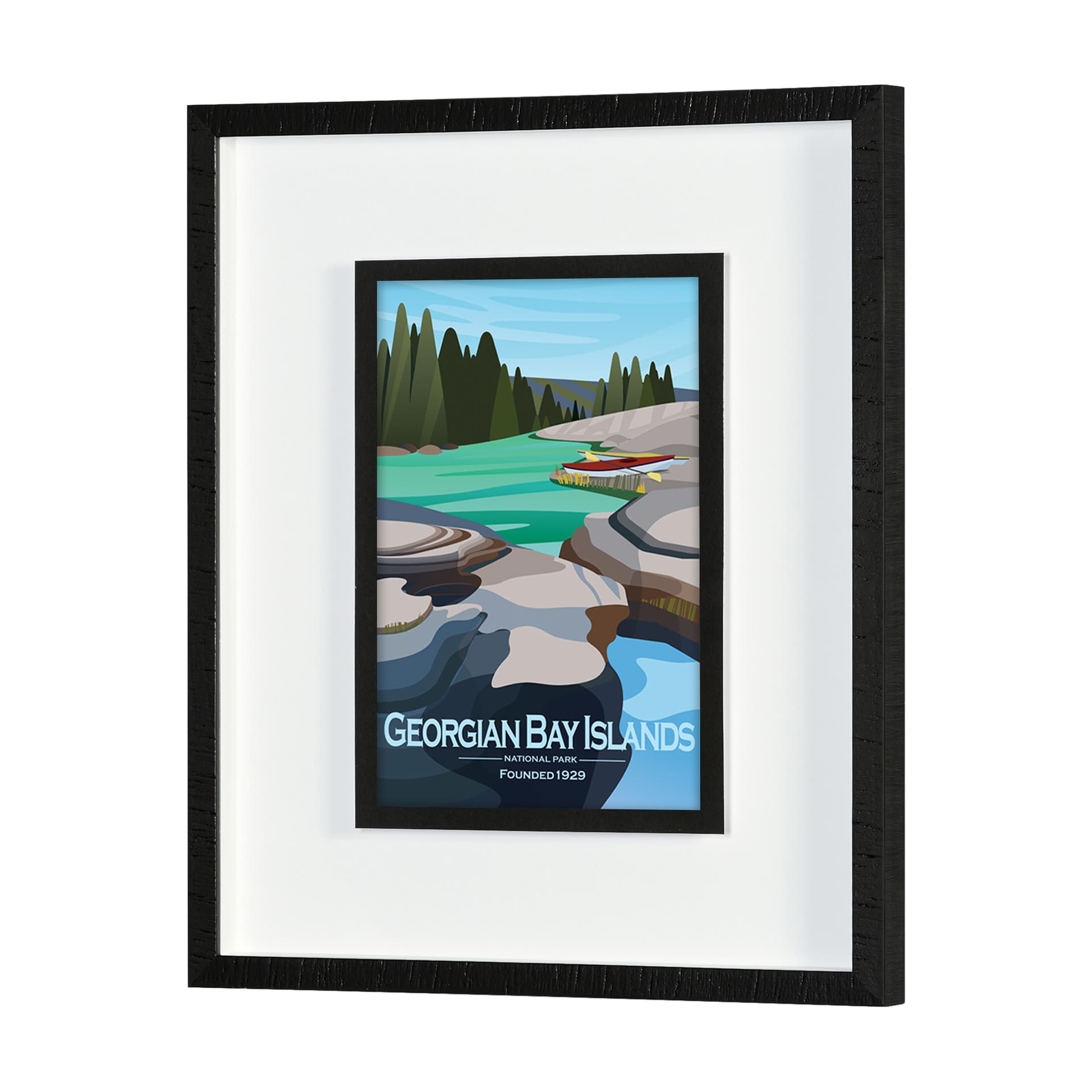 Georgian Bay Islands GO by Mercana Studio Framed Artwork Matted under Glass — product photograph