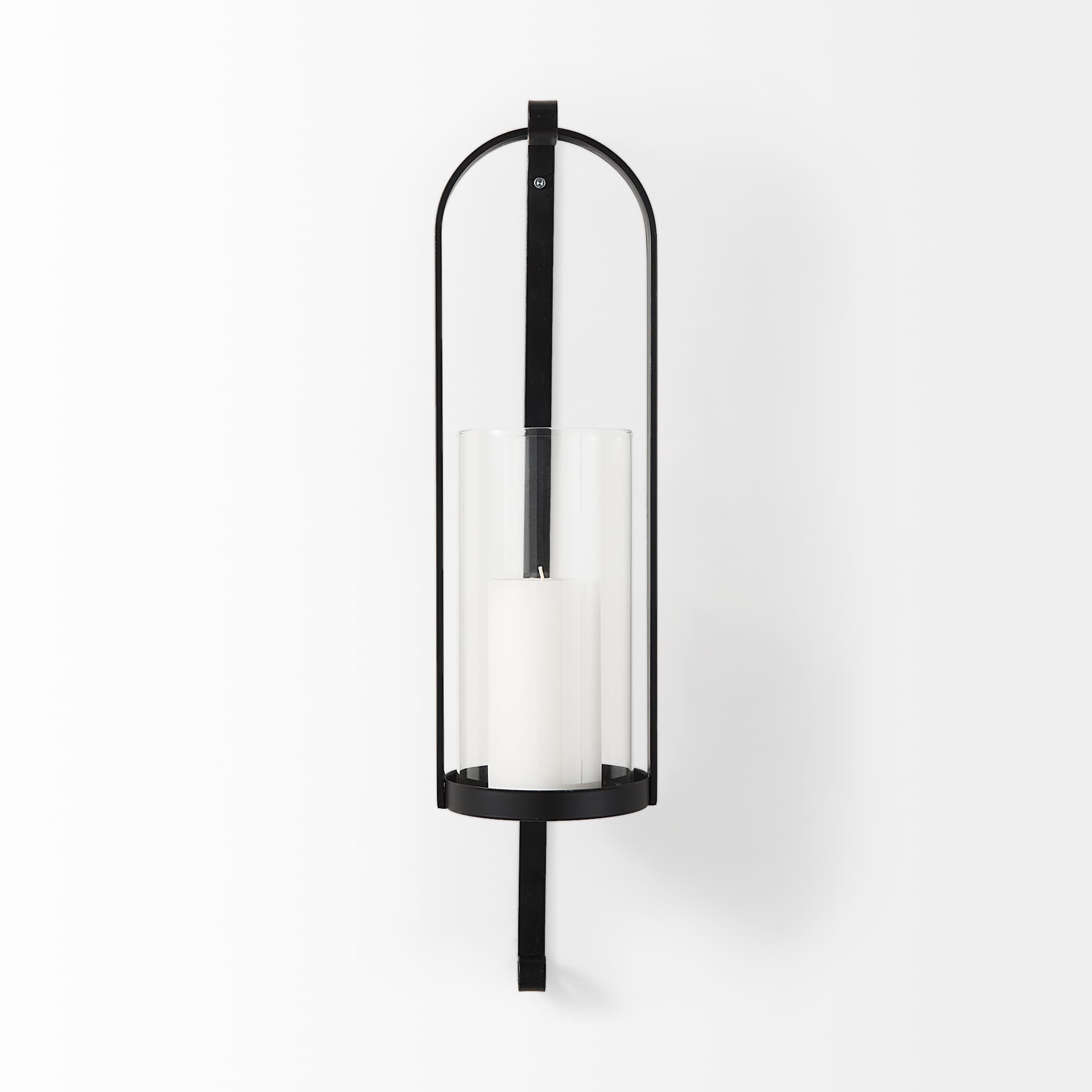 Kero 5.9L x 6.9W x 24.0H Black Metal Wall Candle Holder — product photograph