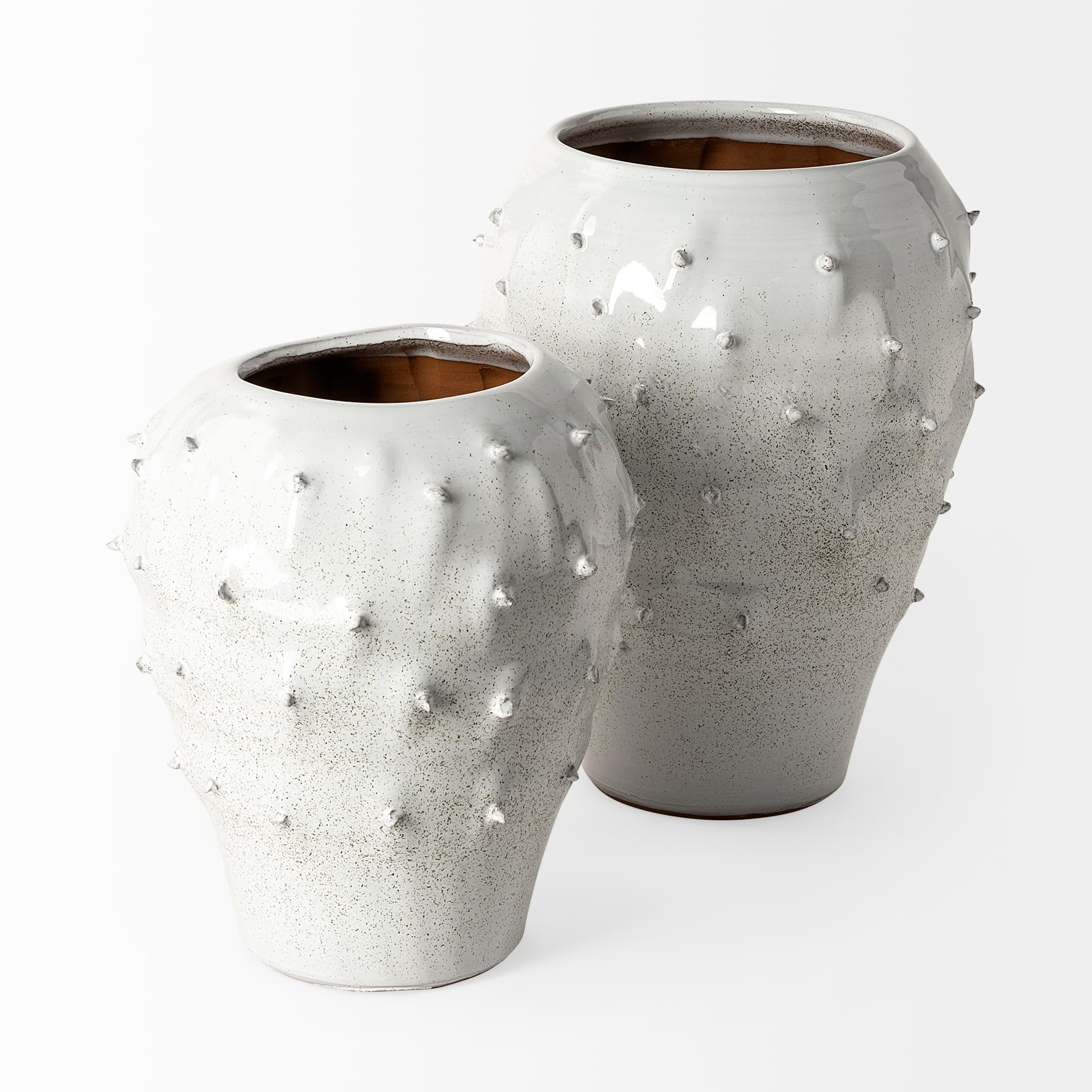 Julian Small Glossy White Ceramic Spoked Vase — product photograph