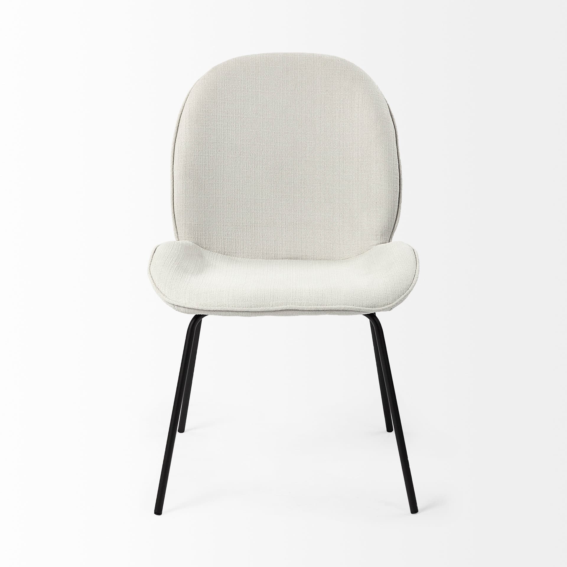 Inala Curved Back Dining Side Chair | White Fabric w/ Black Metal — product photograph