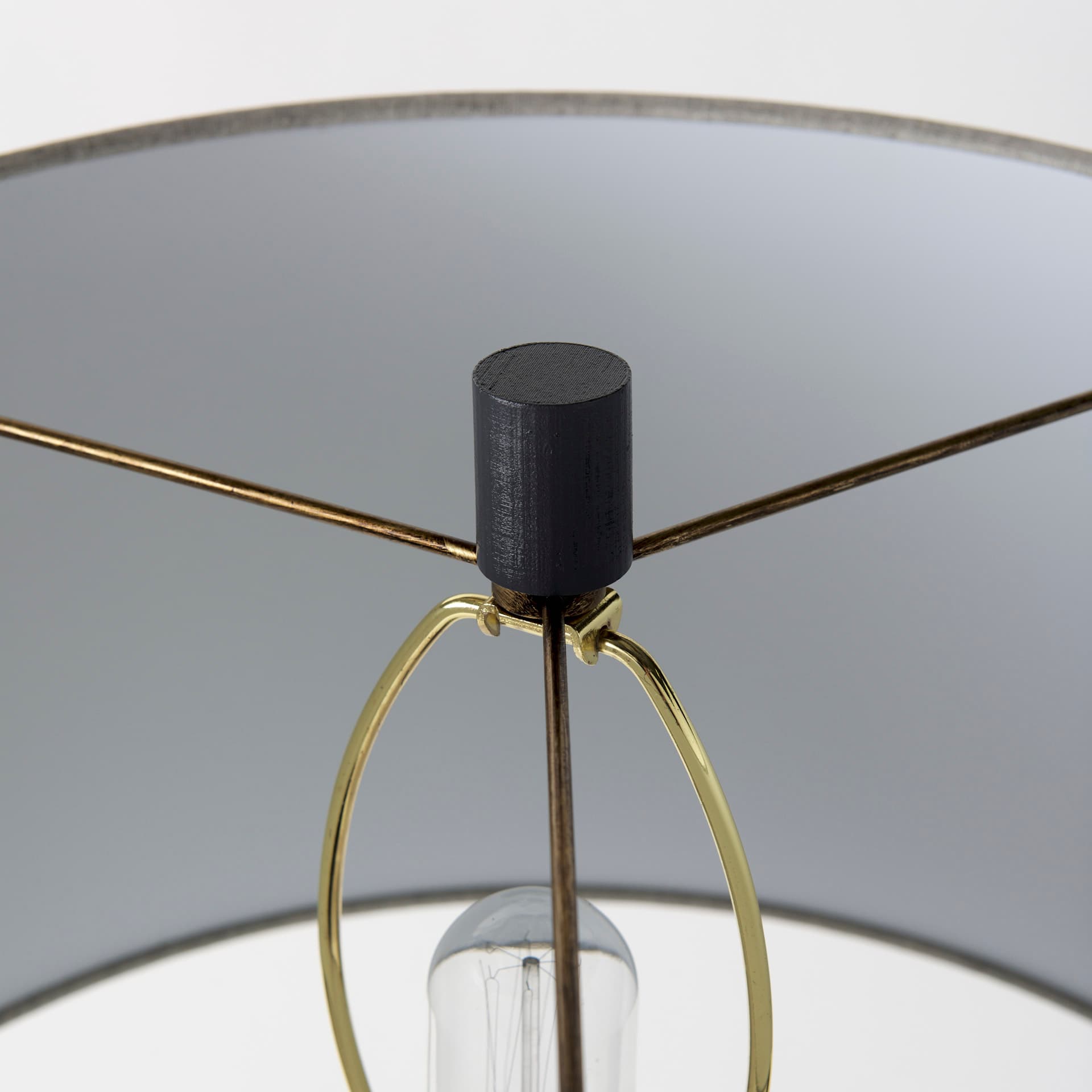 Quinn 18.0L x 18.0W x 28.8H Navy Base W/Beige Fabric Shade Table Lamp — product photograph