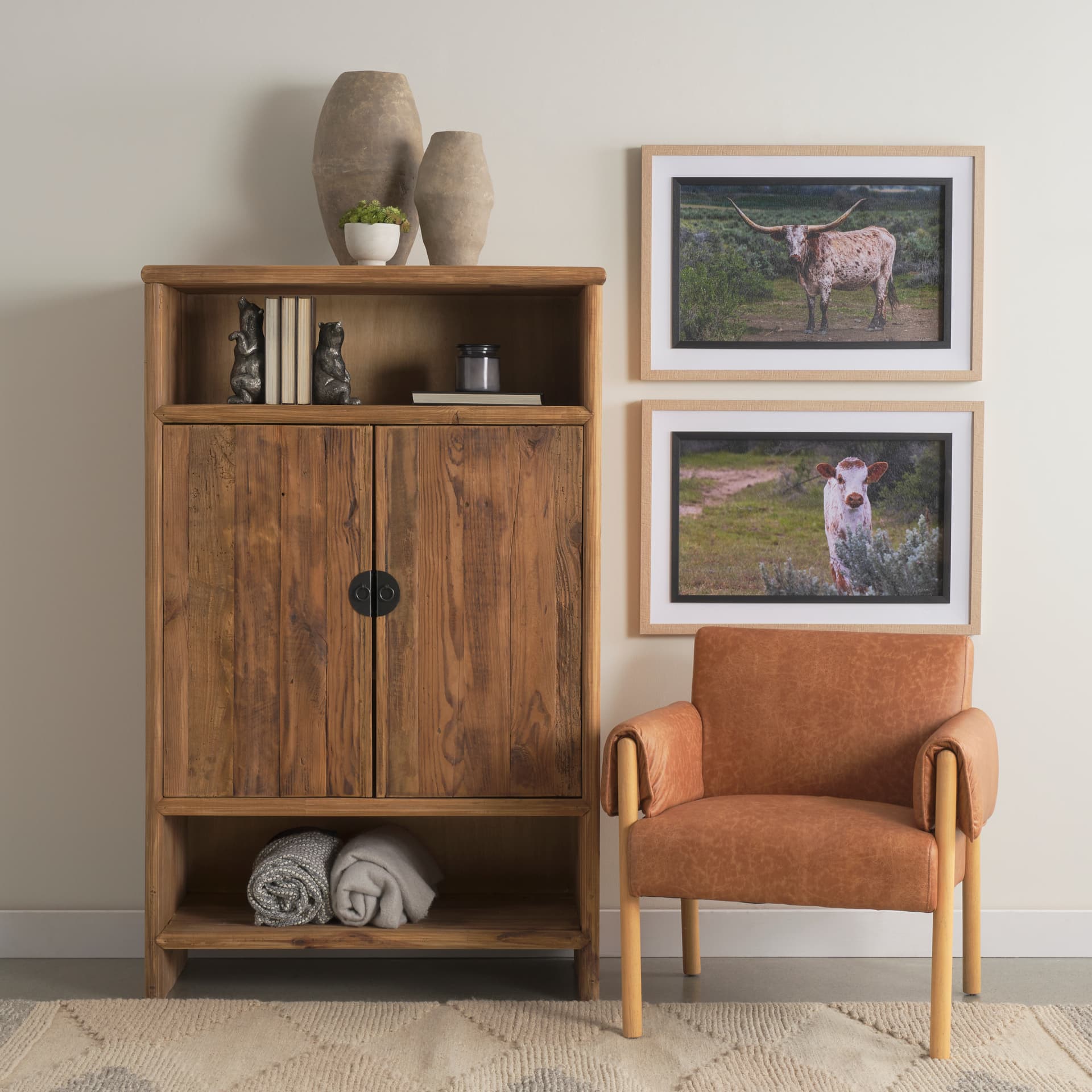 Longhorn 7 by Gary Blatter a Hand Embellished Framed Photo Art Print Matted under Glass — in a styled room