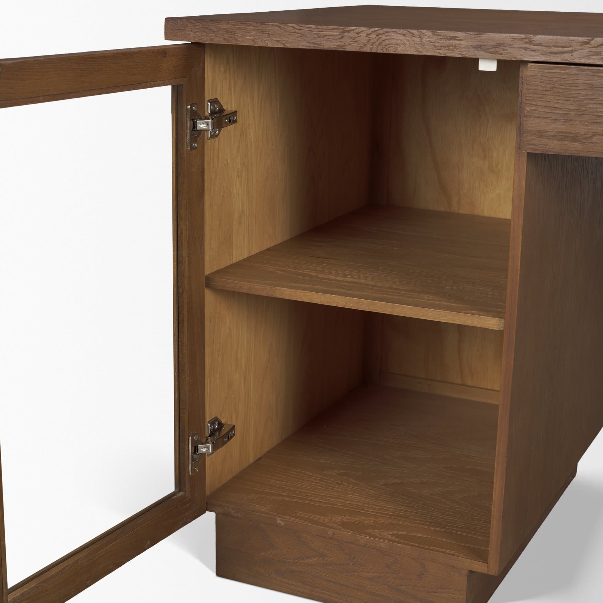 Winsford Two-Tone Oak Writing Desk w/ Glass Doors — product photograph