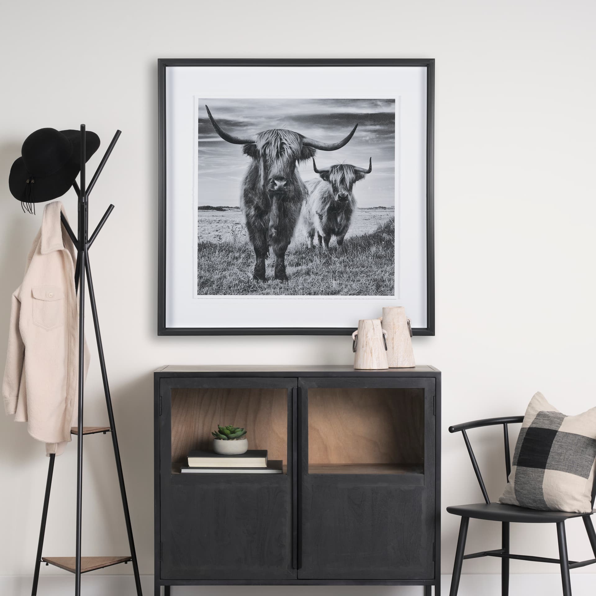Monique Large Light Brown w/ Handles Wood Pot — in a styled room