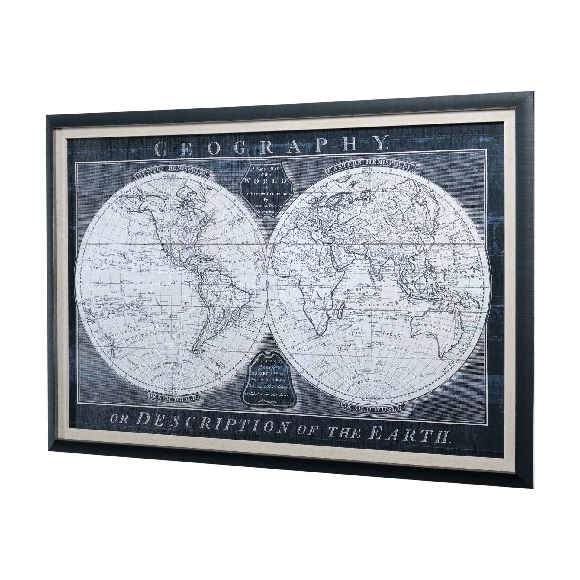 Old World Globe by Mercana Studio a Hand Embellished Textured Framed Art Print Matted under Glass — product photograph