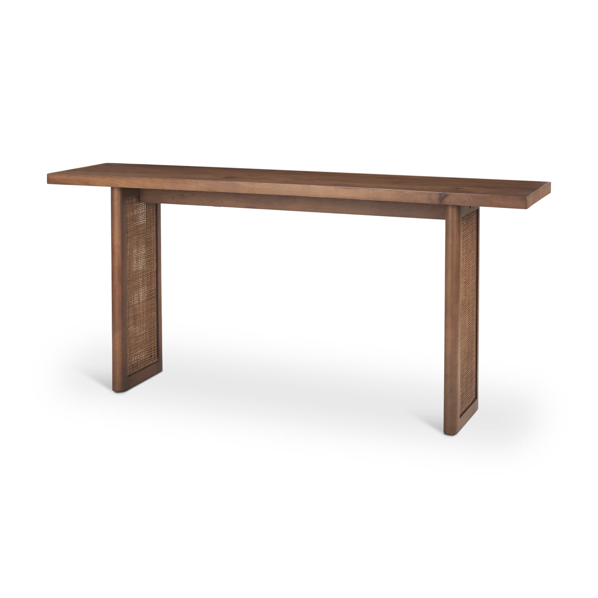 Grier 65" Medium Brown Solid Wood w/ Cane Console Table — product photograph