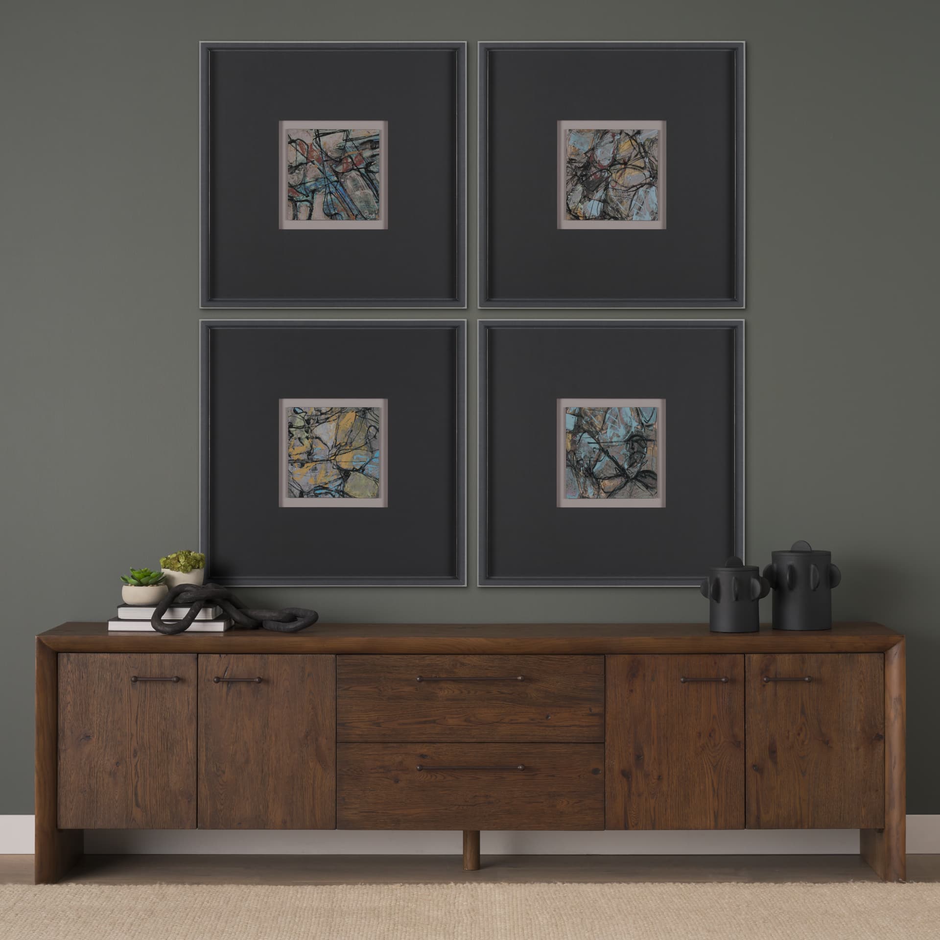 Passtime IV by Mercana Studio a Hand Embelished Textured Framed Art Print Matted under Glass — in a styled room