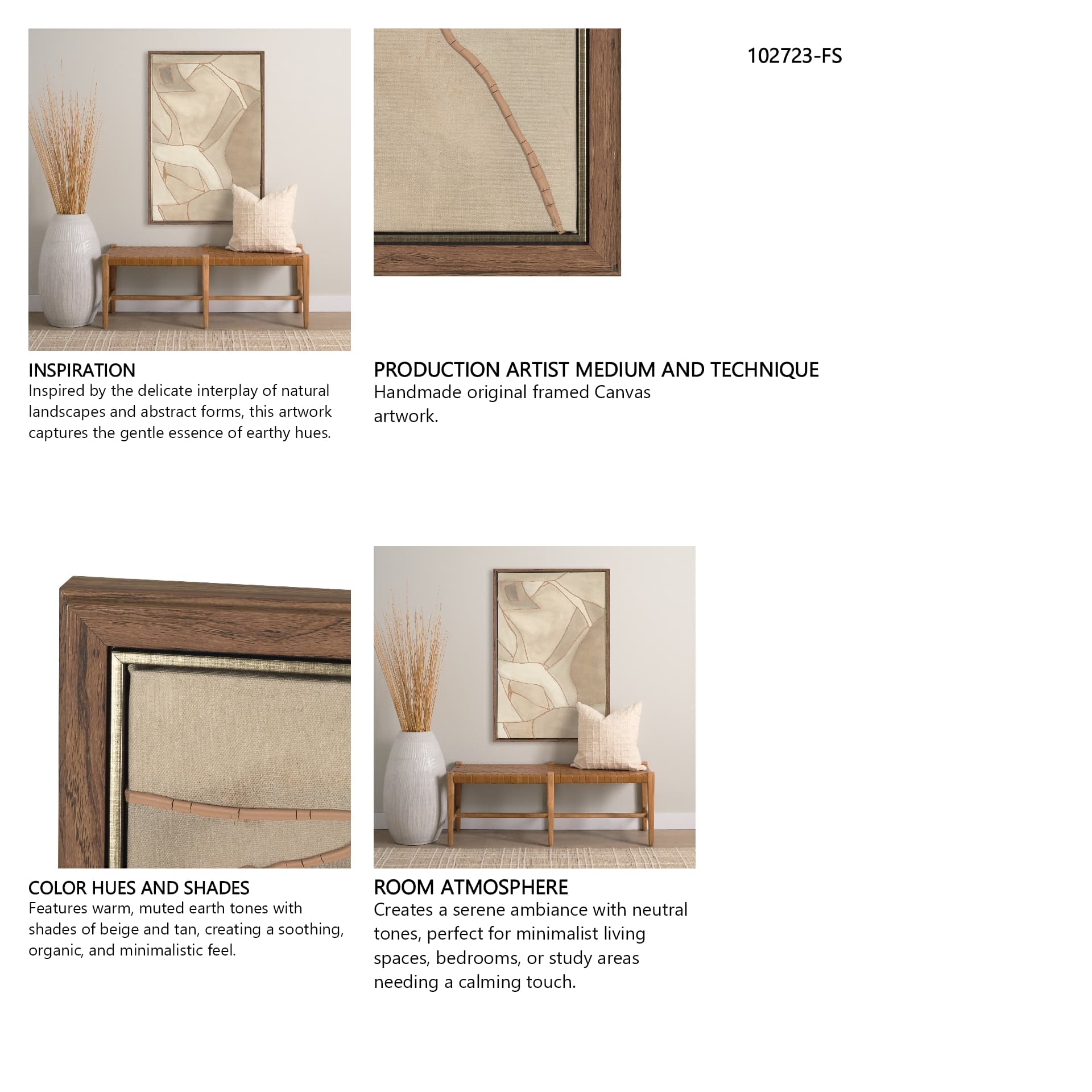Field Patchwork I by Mercana Studio Handmade Original Framed Canvas Artwork — in a styled room