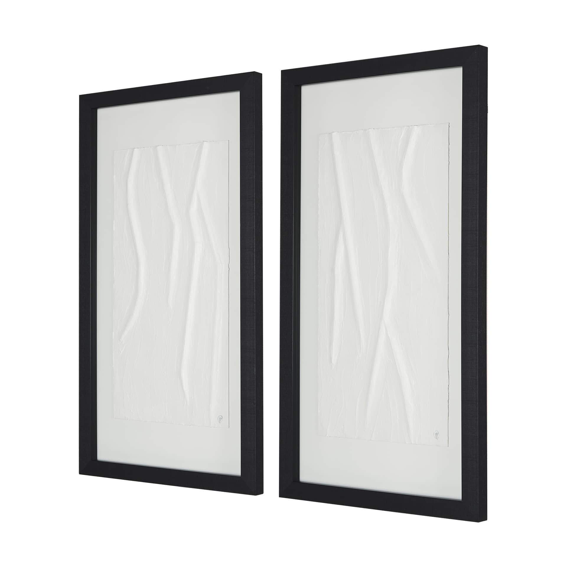 White Vines I (SET OF 2) by Studio M a handmade Original Framed 3D Textured Artwork under Glass — product photograph