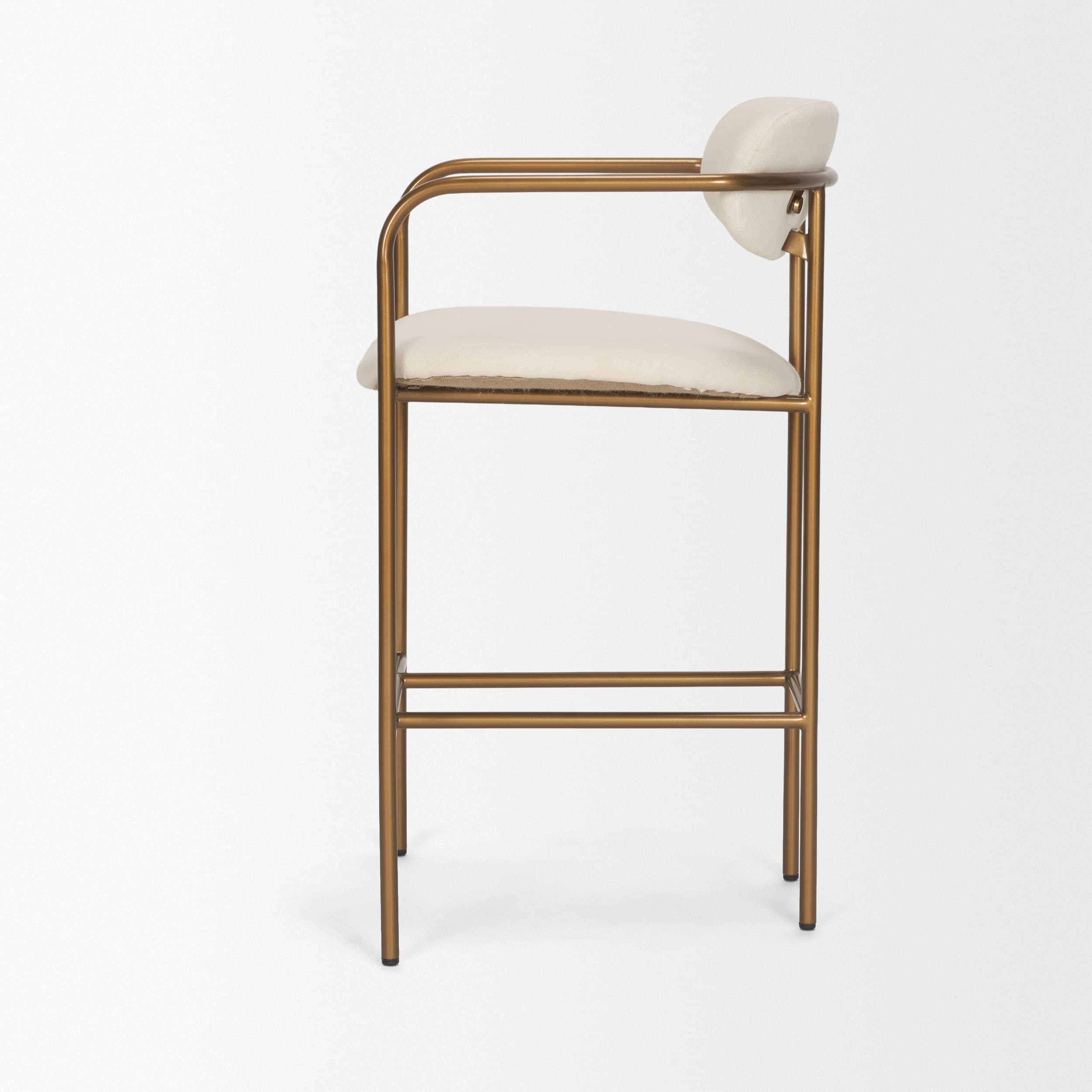 Parker Backless 36.5in Seat Counter Stool | Cream Fabric w/ Gold Metal — product photograph