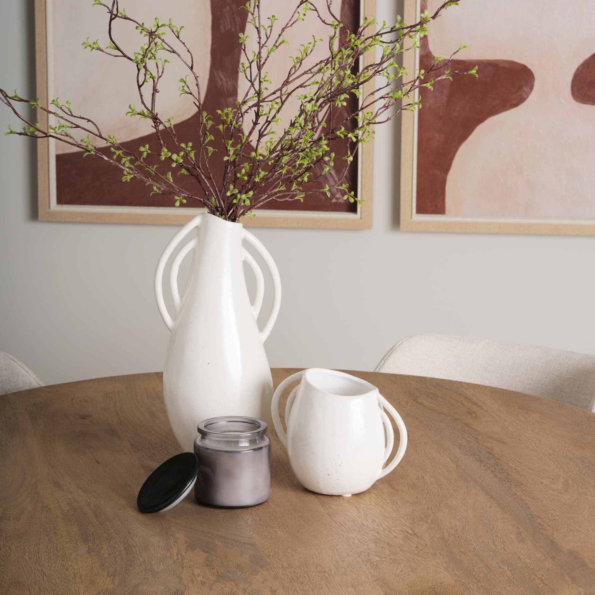 Urvi Short Off White Speckled Asymmetrical Ceramic Vase — product photograph