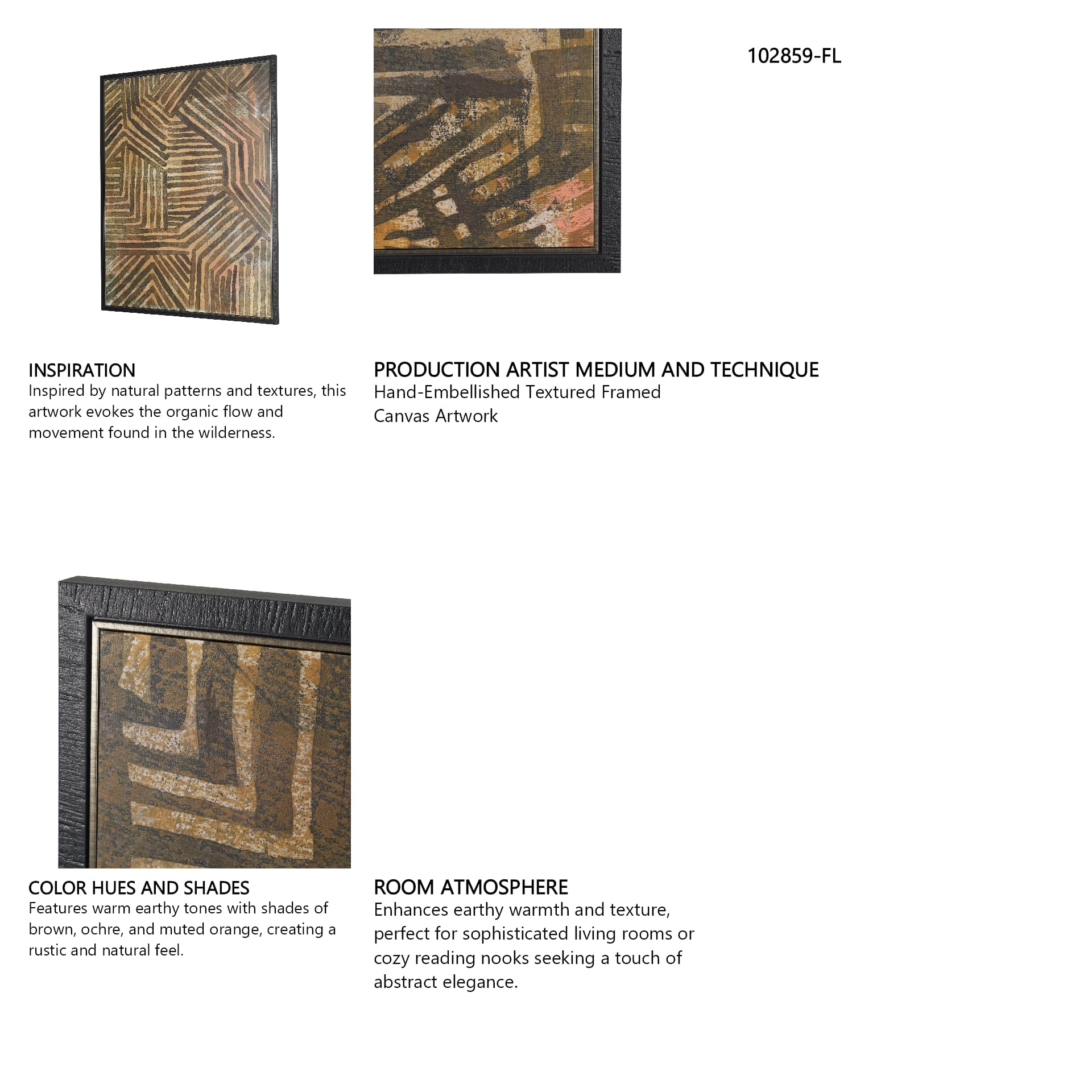 Bronze Geometry I by Mercana Studio Hand-Embellished Textured Framed Canvas Artwork — in a styled room