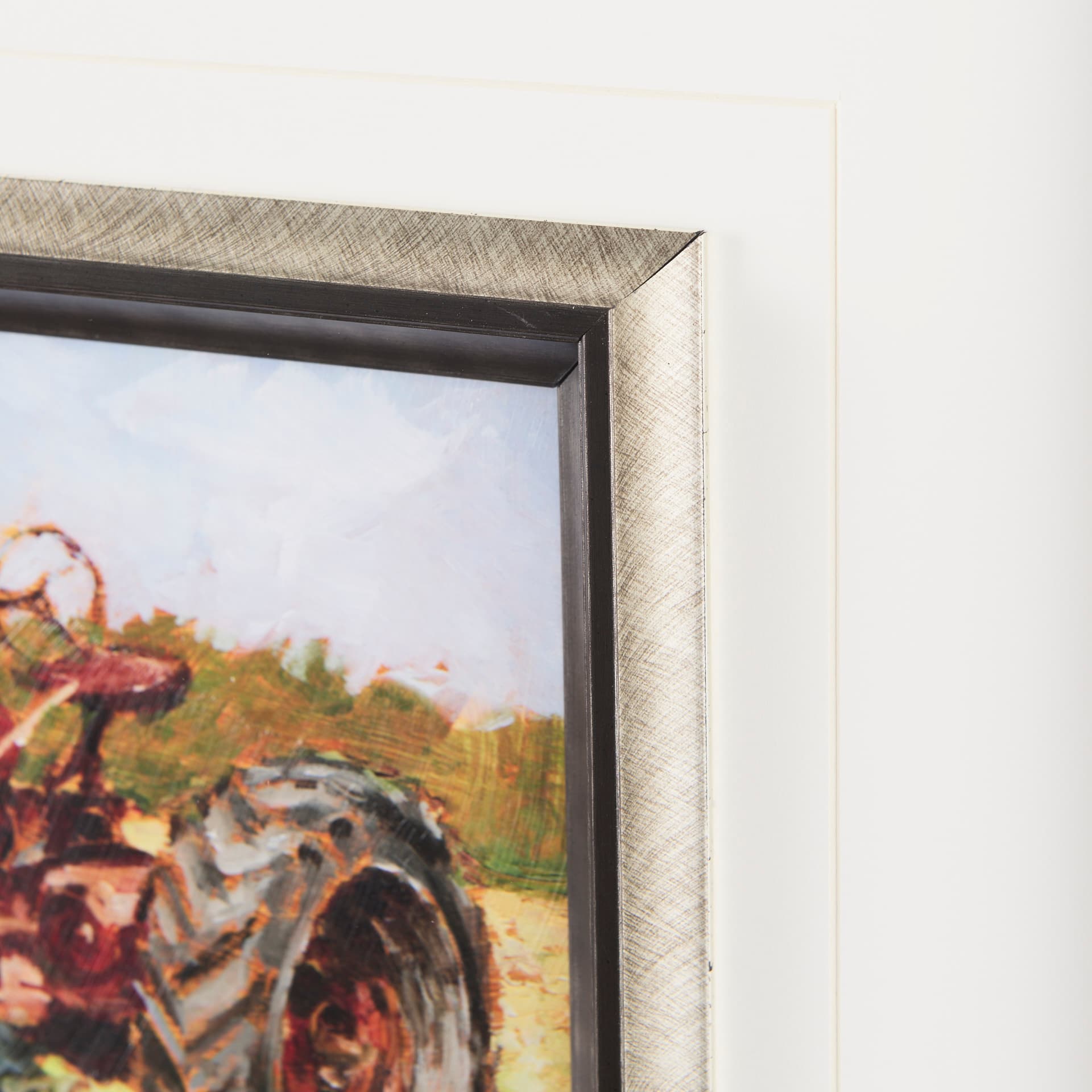 Rustic Tractors II by Mercana Studio a Hand Embellished Textured Framed Art Print Matted under Glass — product photograph