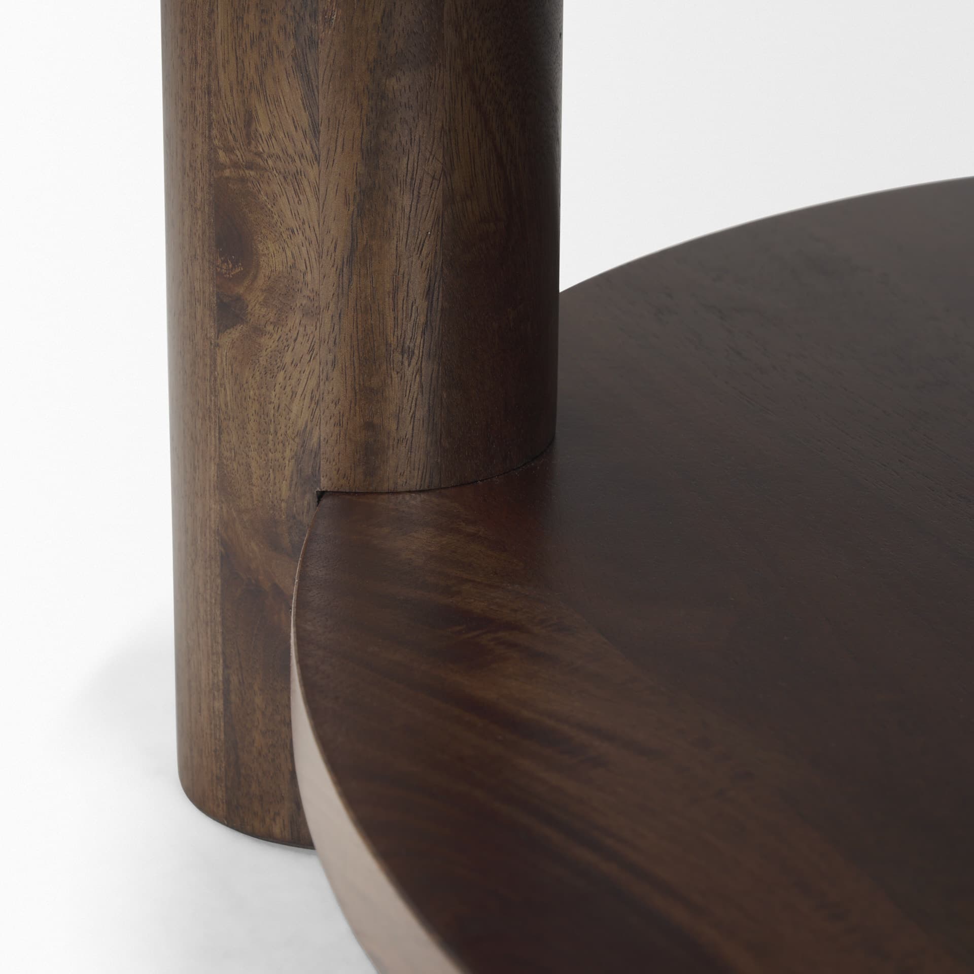 Jovia Brown Mango Wood W/ Cappuccino Marble Round Coffee Table — product photograph