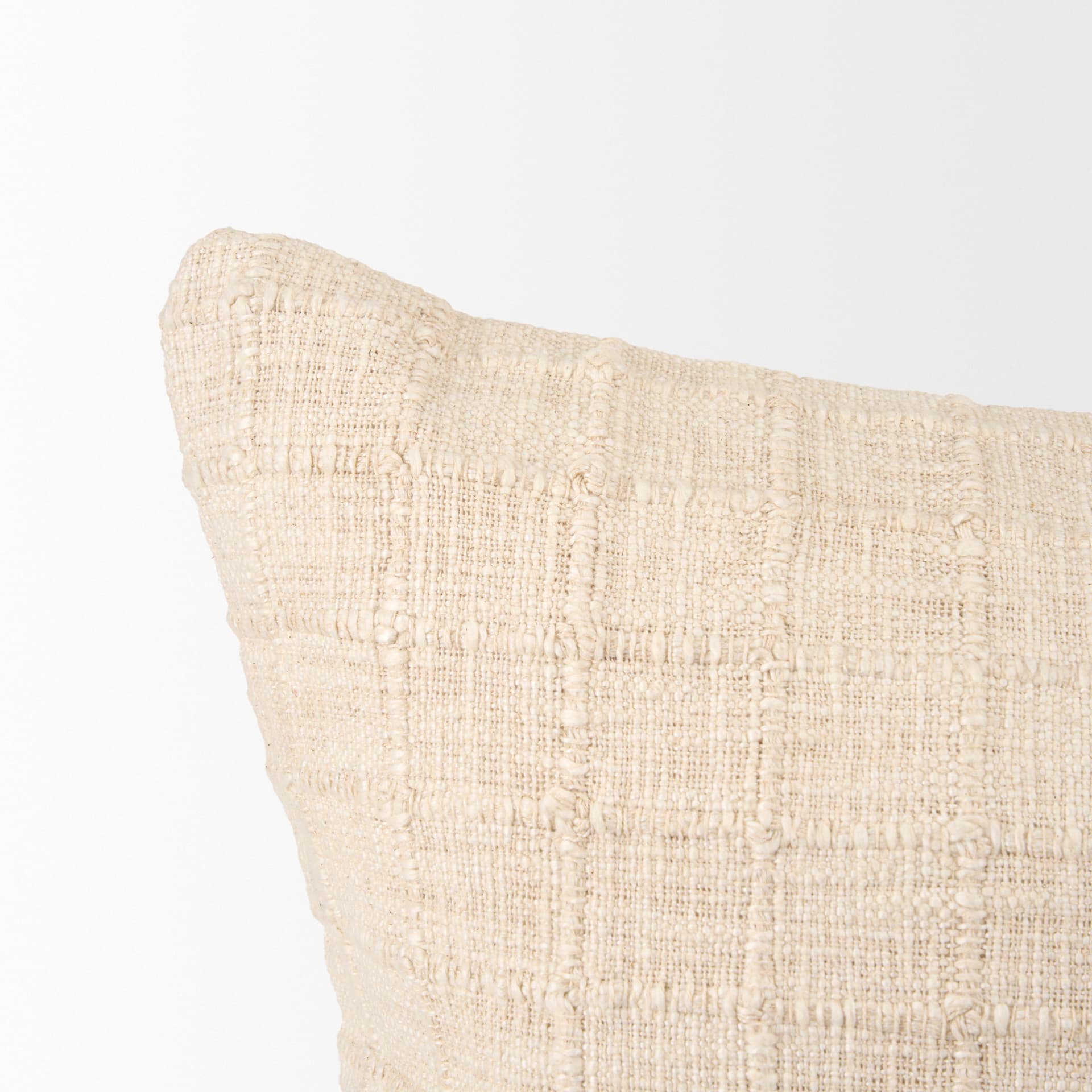 Jacory 14x26 Cream Checker Textured Lumbar Pillow Cover w/Down Filler — product photograph