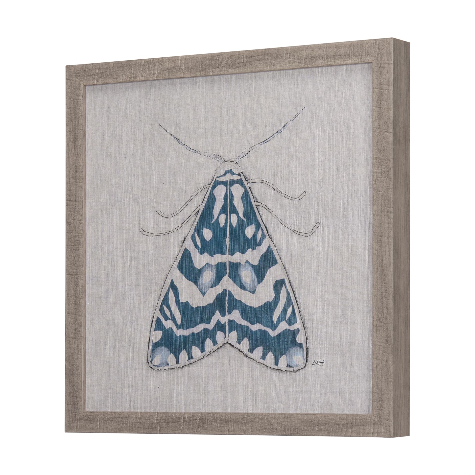 Moth Blue III by Mercana Studio a Hand Embellished Textured Framed Art Print — product photograph