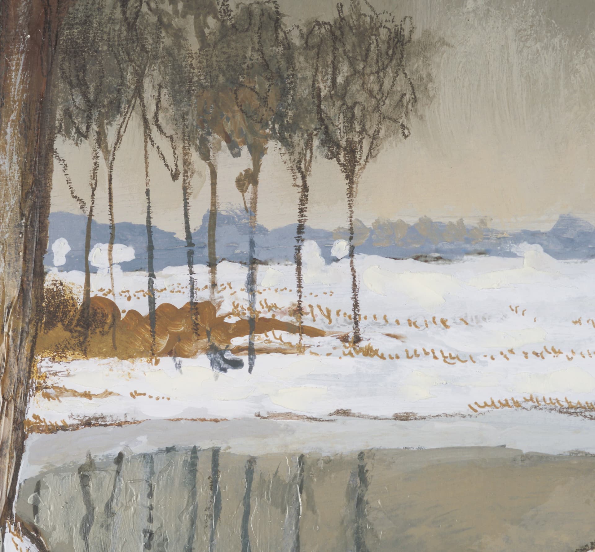 Winter Sky by Mercana Studio Hand Embelished Framed Artwork Matted under Glass — product photograph