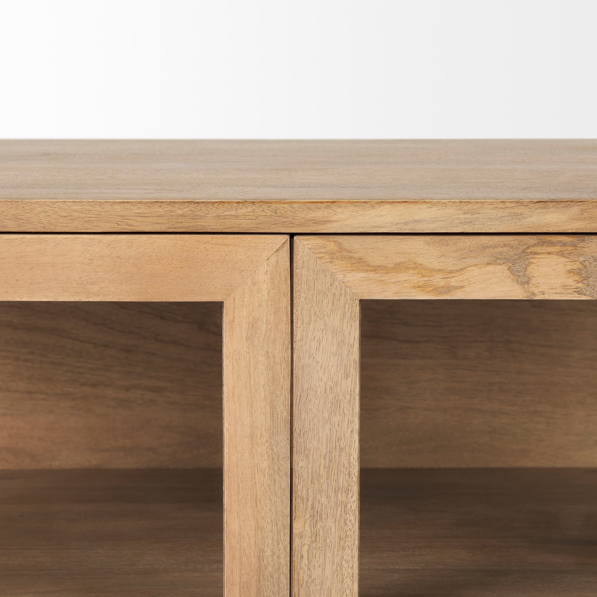 Arelius 36L x 18W x 32H Light Brown Wood, Black Metal Base w/ 2 Glass Doors Accent Cabinet — product photograph