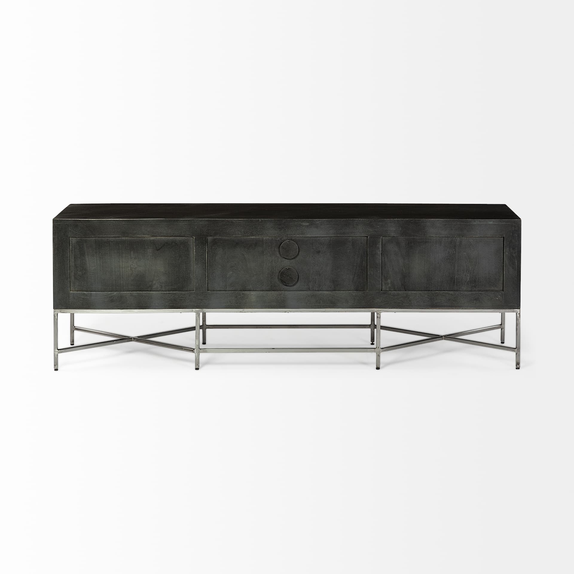 Hogarth I Dark Brown Solid Wood TV Stand Media Console with Storage, TV up to 81" — product photograph