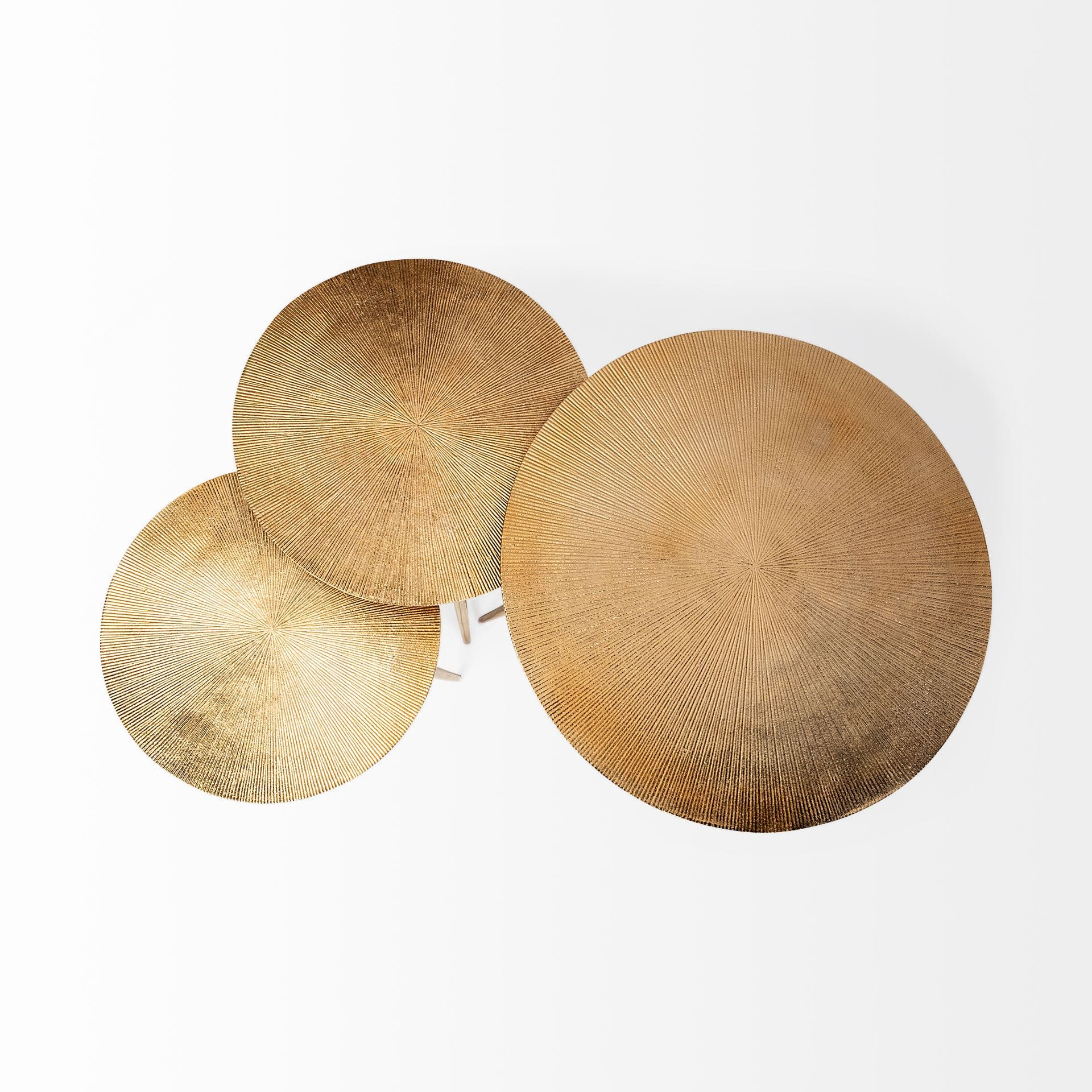 Reva I (Large) 24L x 24W Gold Round Top Cast Aluminum Accent Table — product photograph