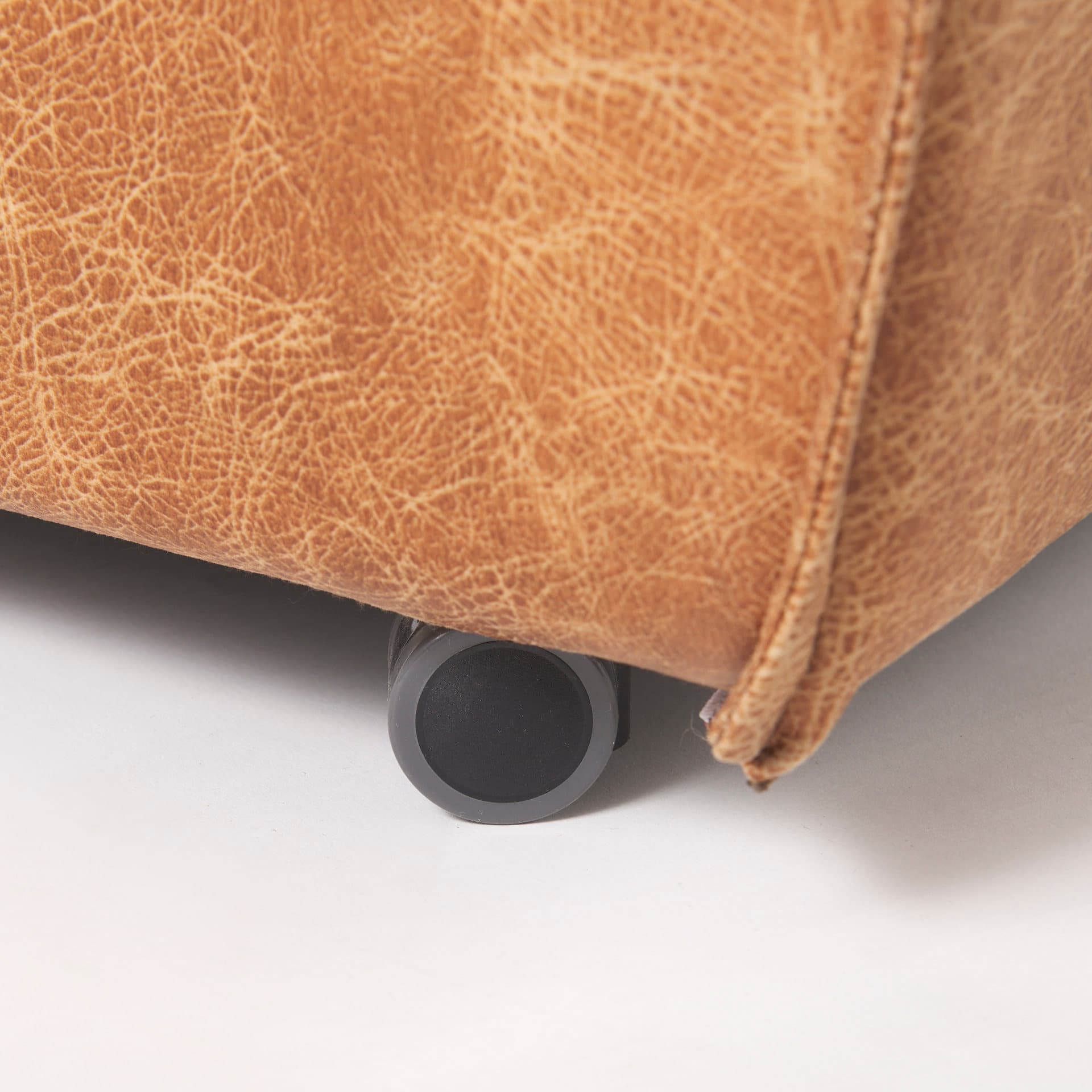 Damon Barrel Back Dining Arm Chair | Cognac Faux Leather w/ Casters — product photograph