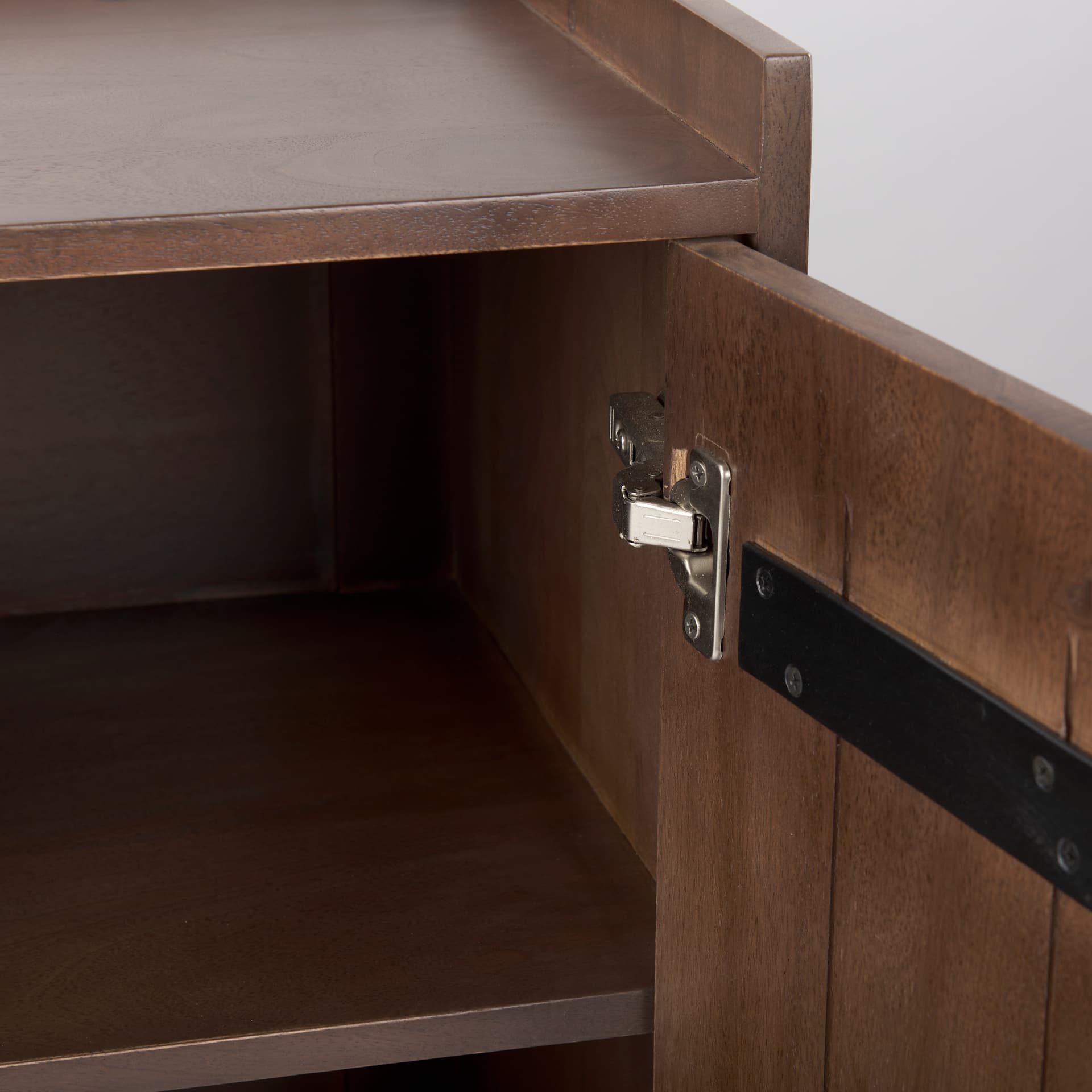 Lillie 36.0L x 16.0W x 32.0H Medium Brown Wood 2 Door Tray Top Accent Cabinet — product photograph
