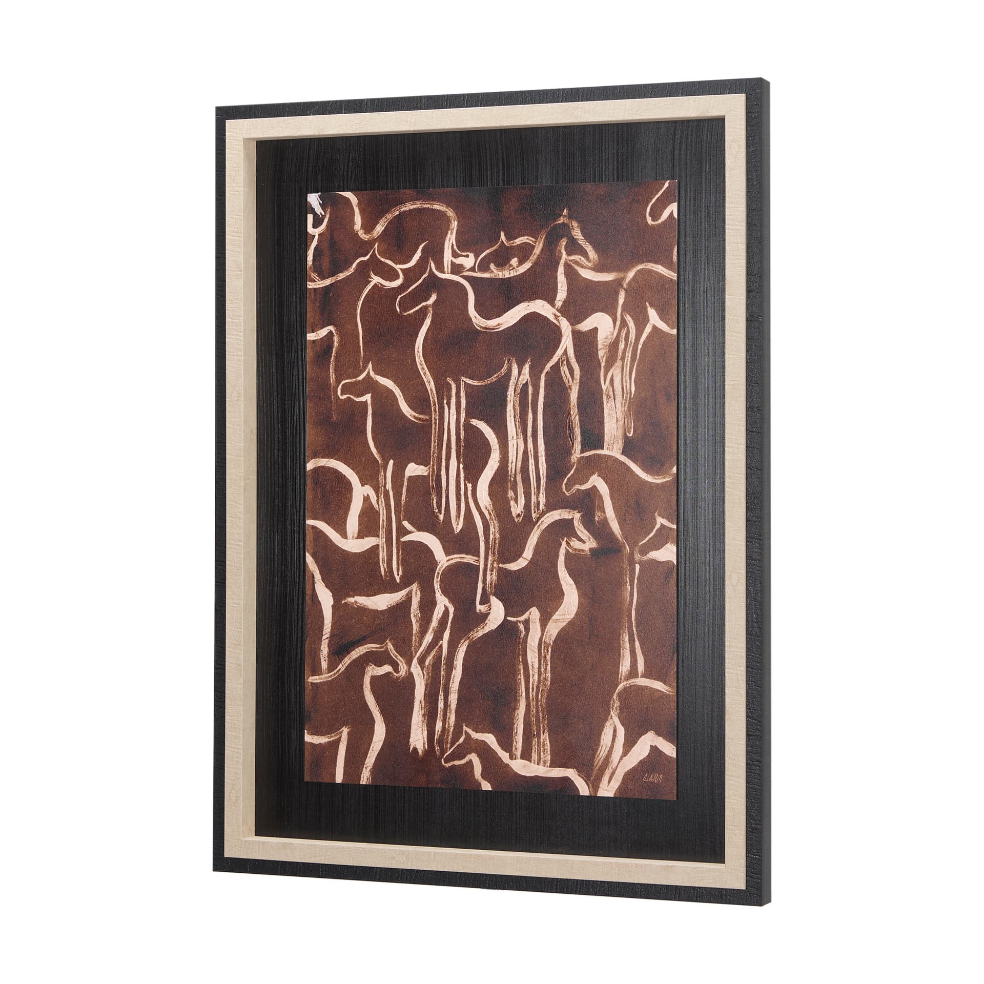 Horse Herd IV by Mercana Studio a Hand Embellished Textured Framed Art Print — product photograph