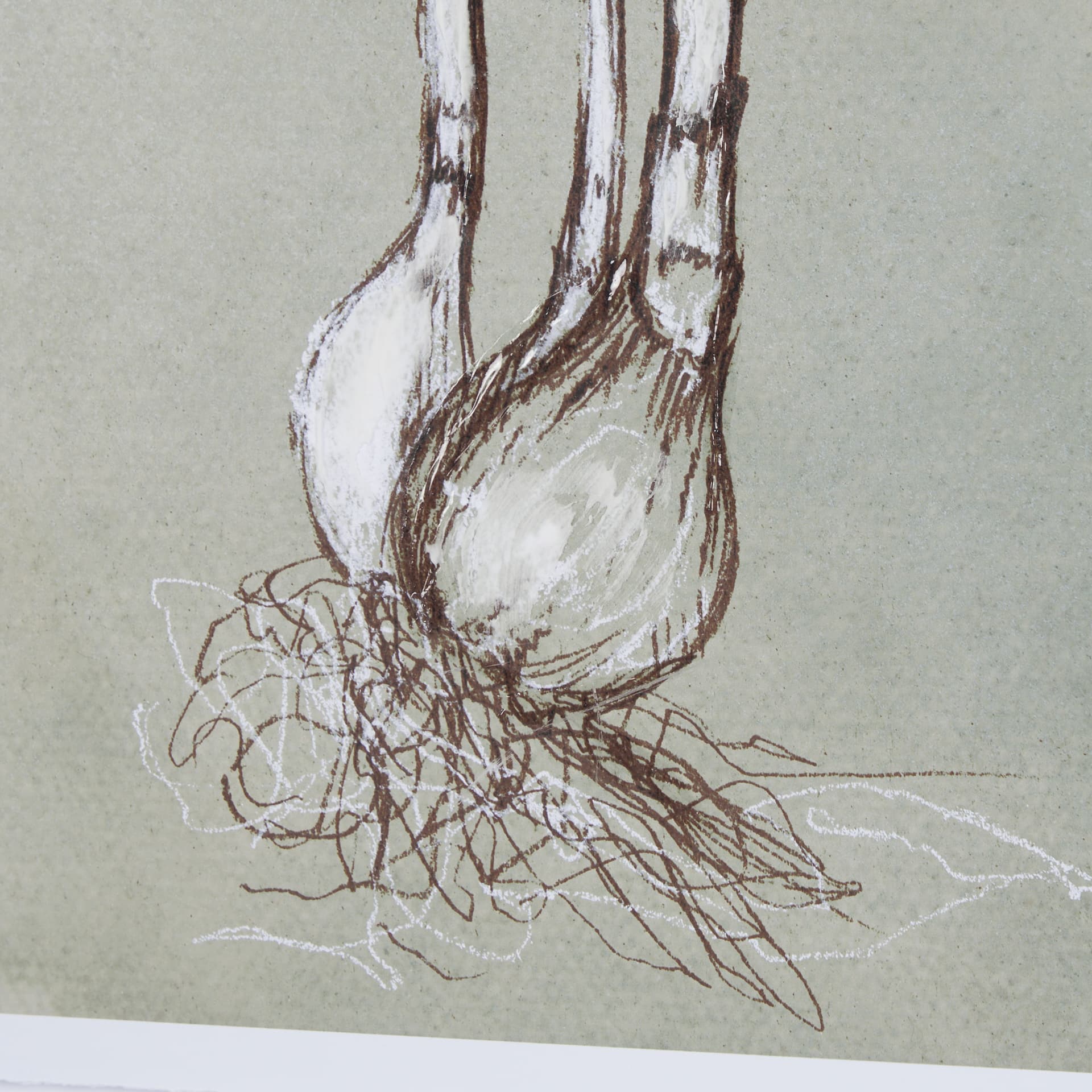 Botanical Sketch II (green) by Mercana Studio Hand Embellished Framed Art Print Matted under Glass — product photograph