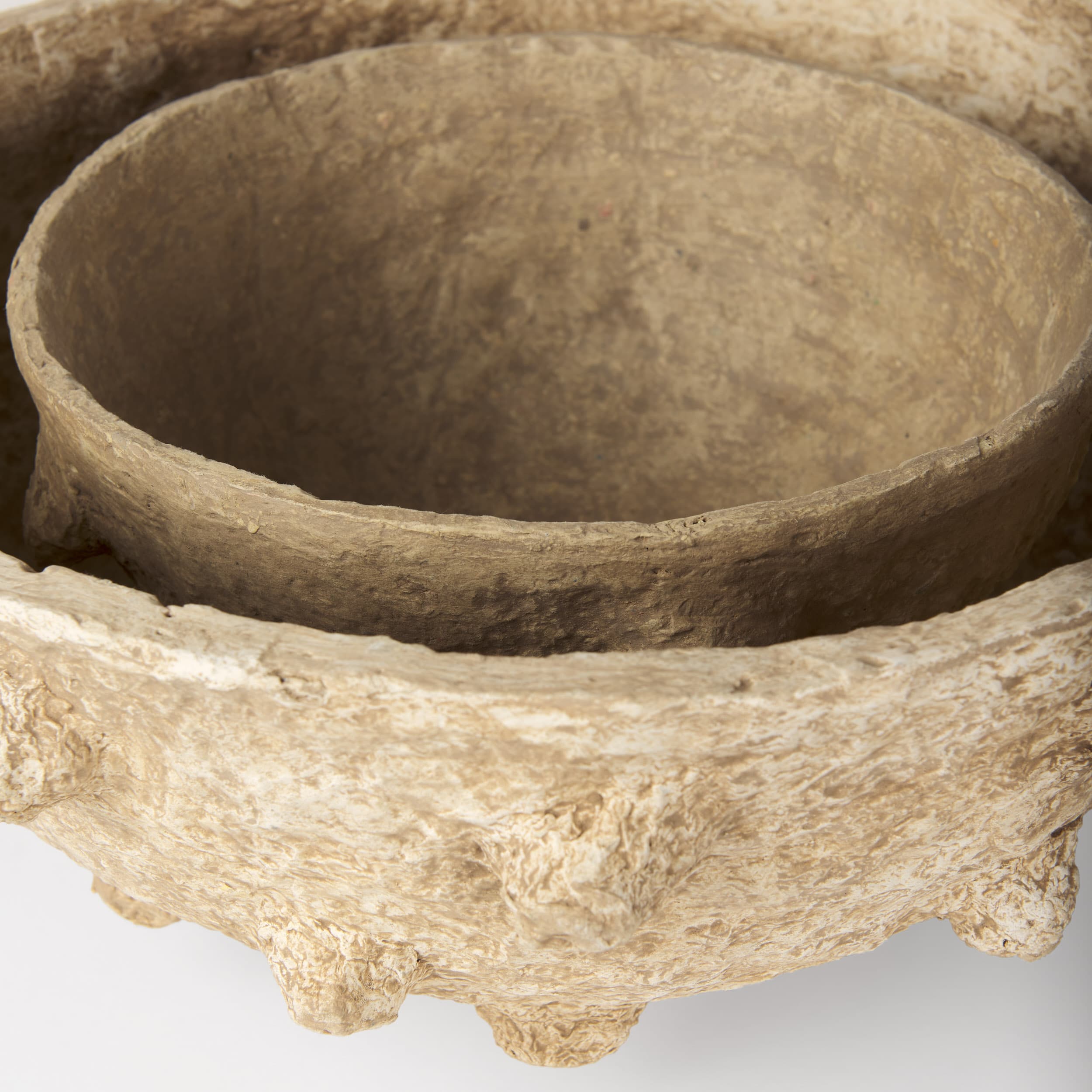 Sonam Set of 2 Beige Paper Mache Spiked Bowls — product photograph
